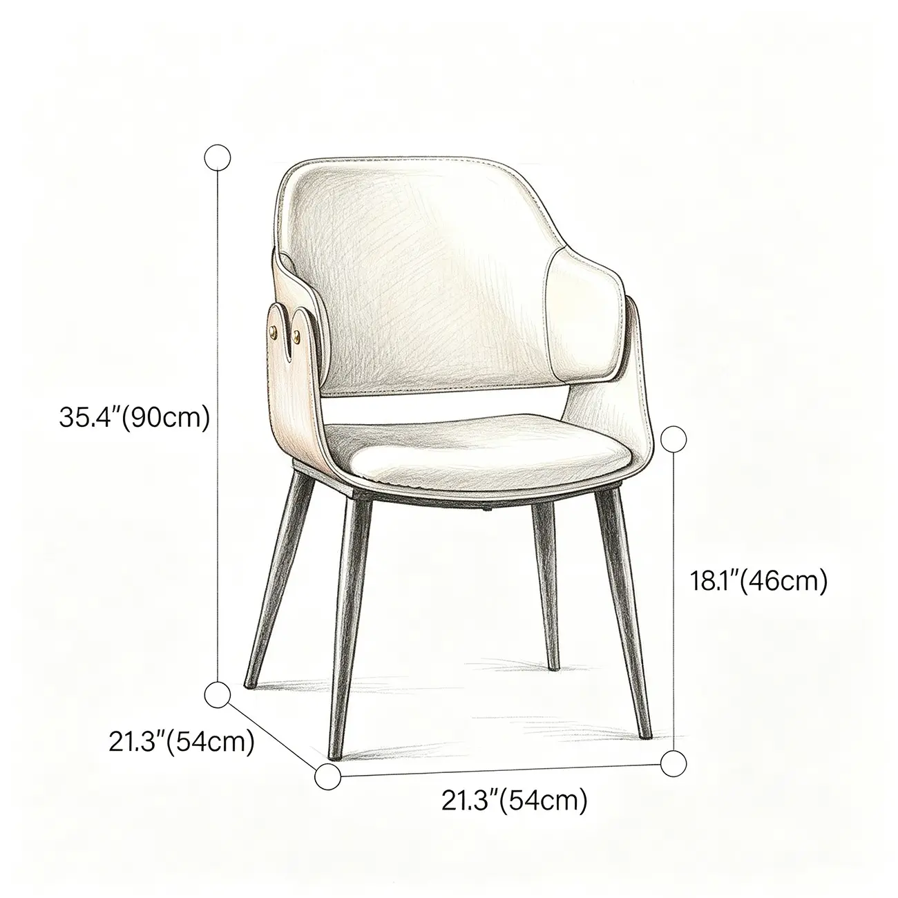 Vintage Two-tone Faux Leather Wingback Dining Chair #size | homeyfad