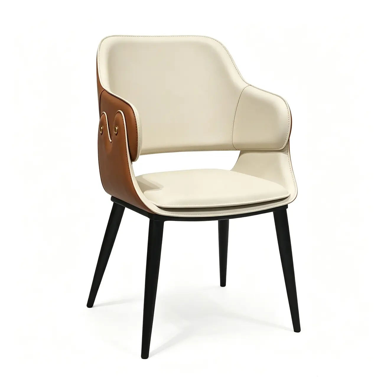Vintage Two-tone Faux Leather Wingback Dining Chair Image - 12 | homeyfad