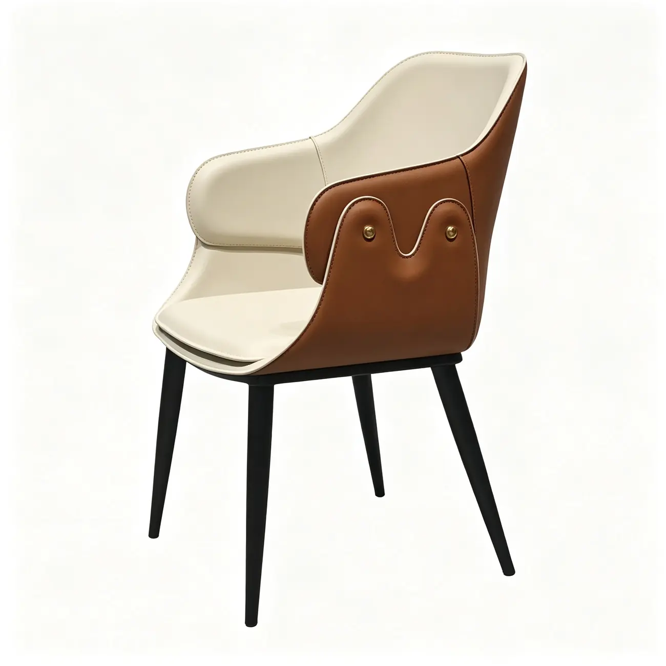 Vintage Two-tone Faux Leather Wingback Dining Chair Image - 13 | homeyfad