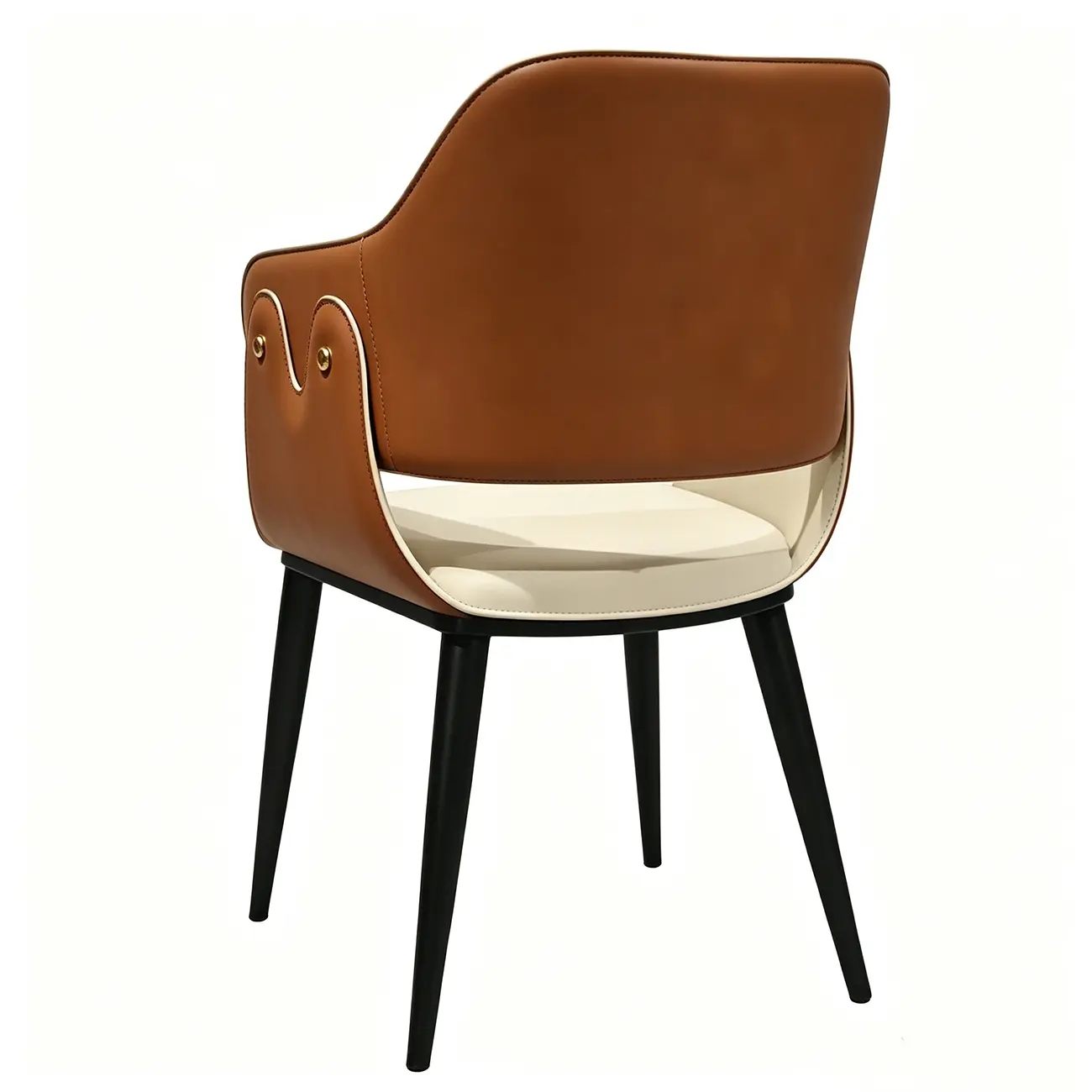 Vintage Two-tone Faux Leather Wingback Dining Chair Image - 14 | homeyfad