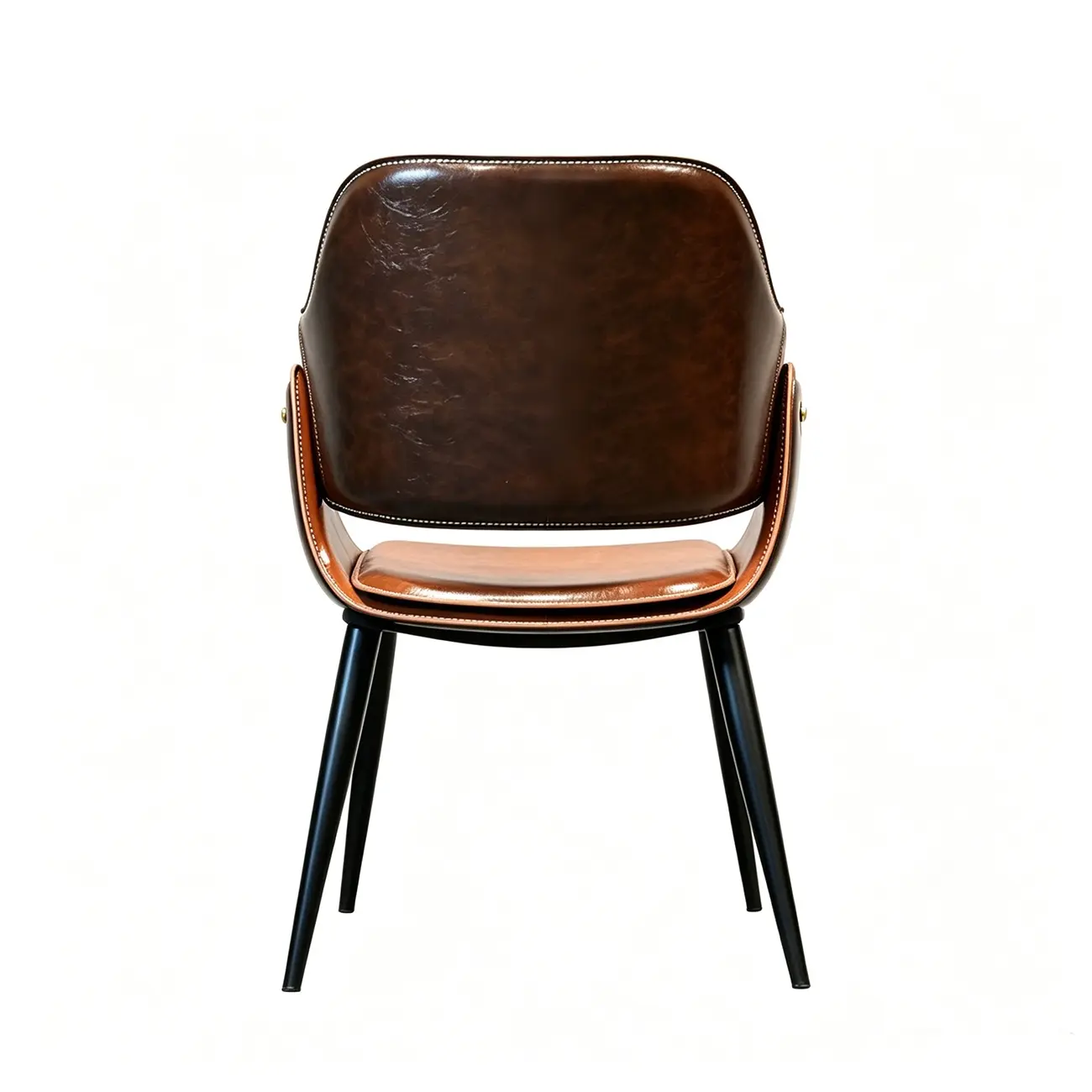 Vintage Two-tone Faux Leather Wingback Dining Chair Image - 15 | homeyfad