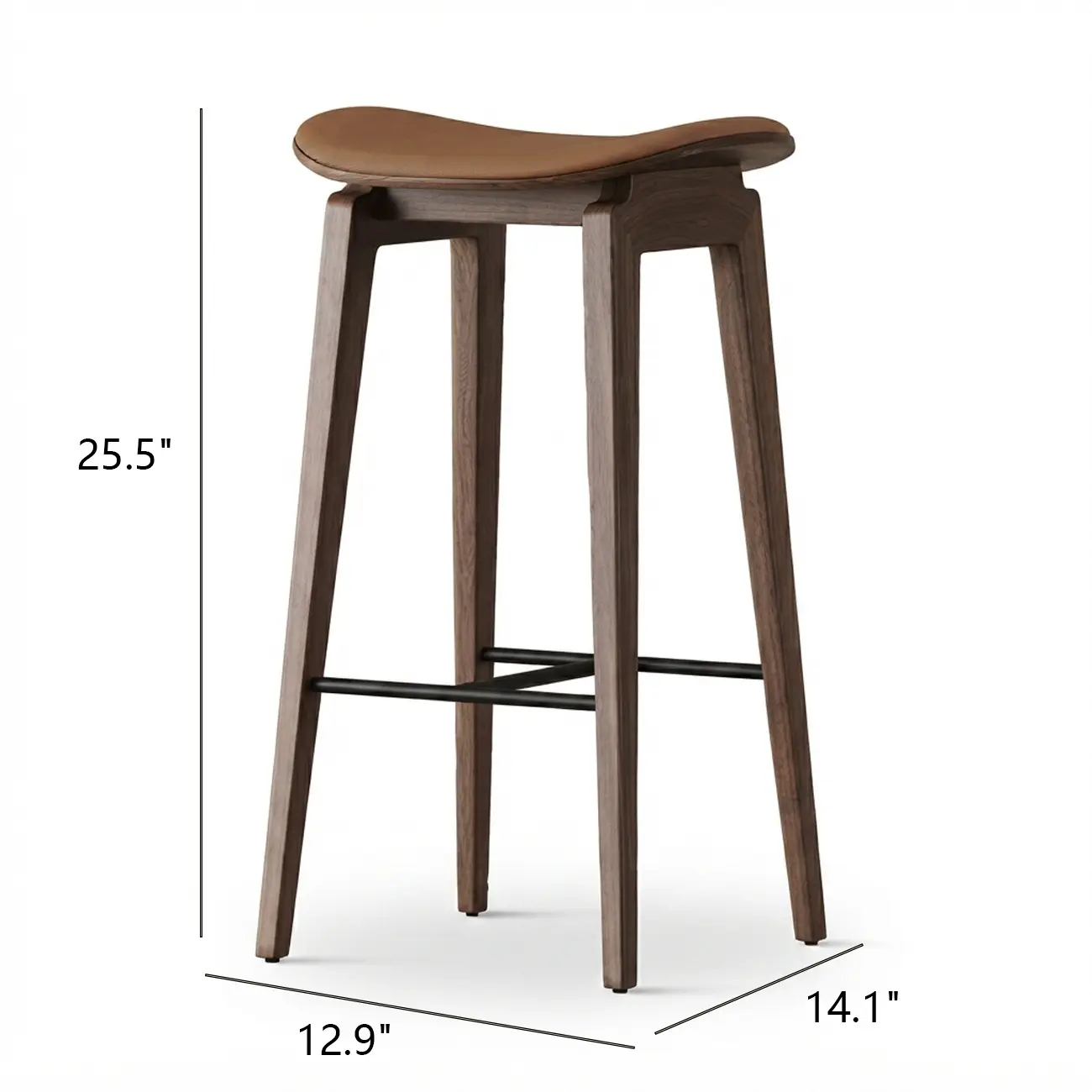 Modern 25.5" Backless Faux Nappa Leather Saddle Seat Counter Stool #size | homeyfad