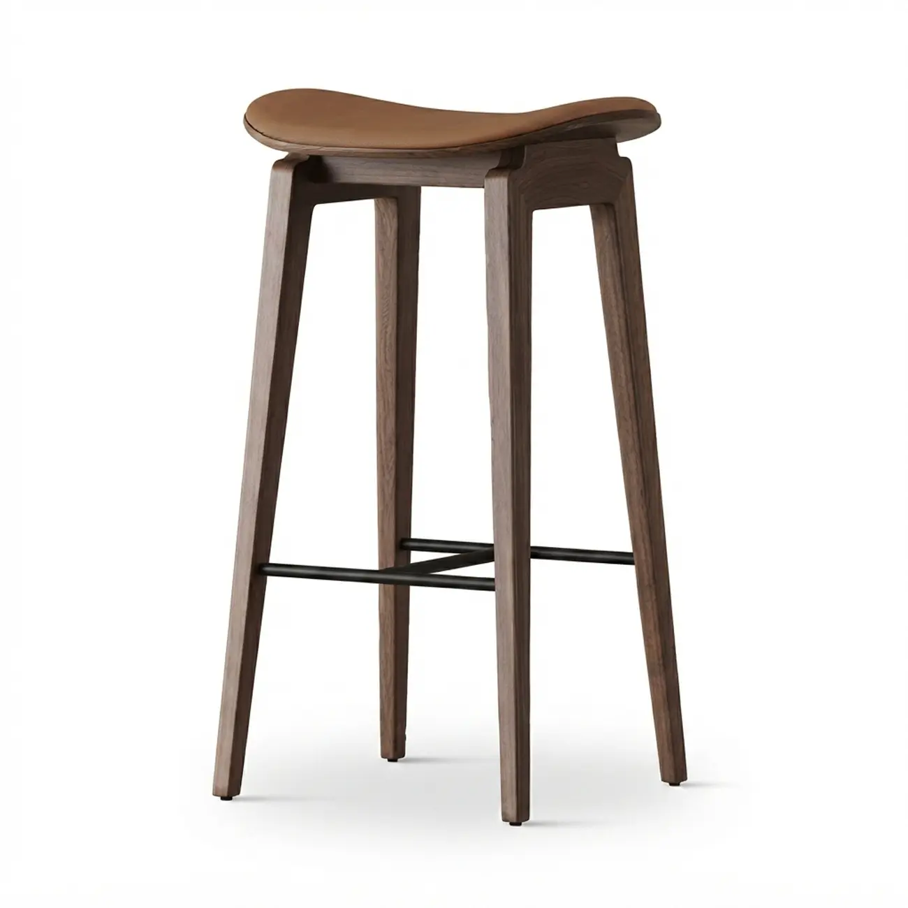 Modern 25.5" Backless Faux Nappa Leather Saddle Seat Counter Stool Image - 2 | homeyfad