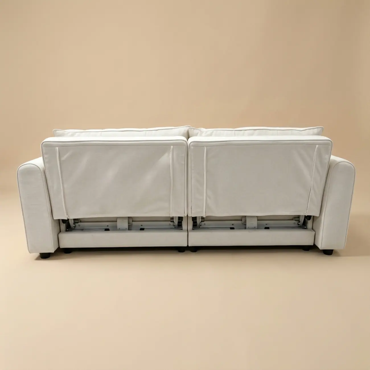Beige Convertible Upholstered Sofa Bed With Adjustable Chaise Image - 17 | homeyfad