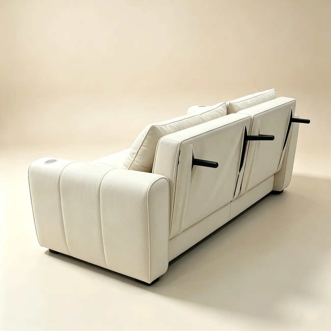 Beige Convertible Upholstered Sofa Bed With Adjustable Chaise Image - 19 | homeyfad