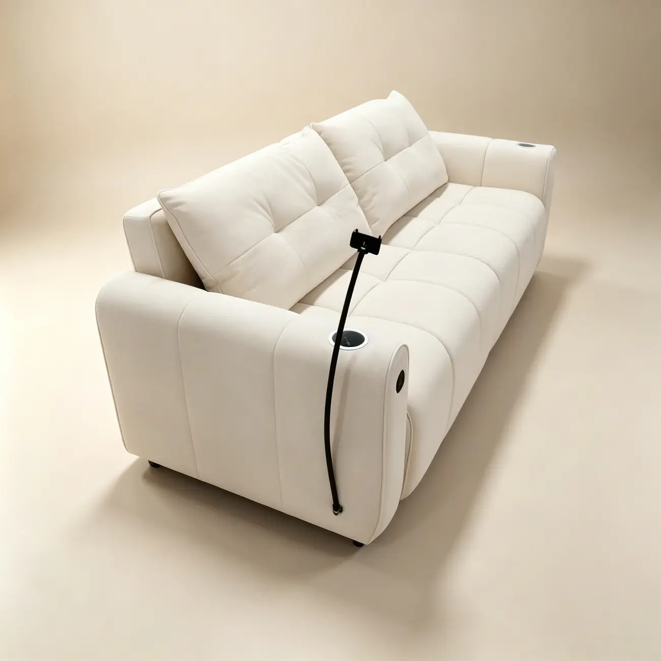 Beige Convertible Upholstered Sofa Bed With Adjustable Chaise Image - 22 | homeyfad