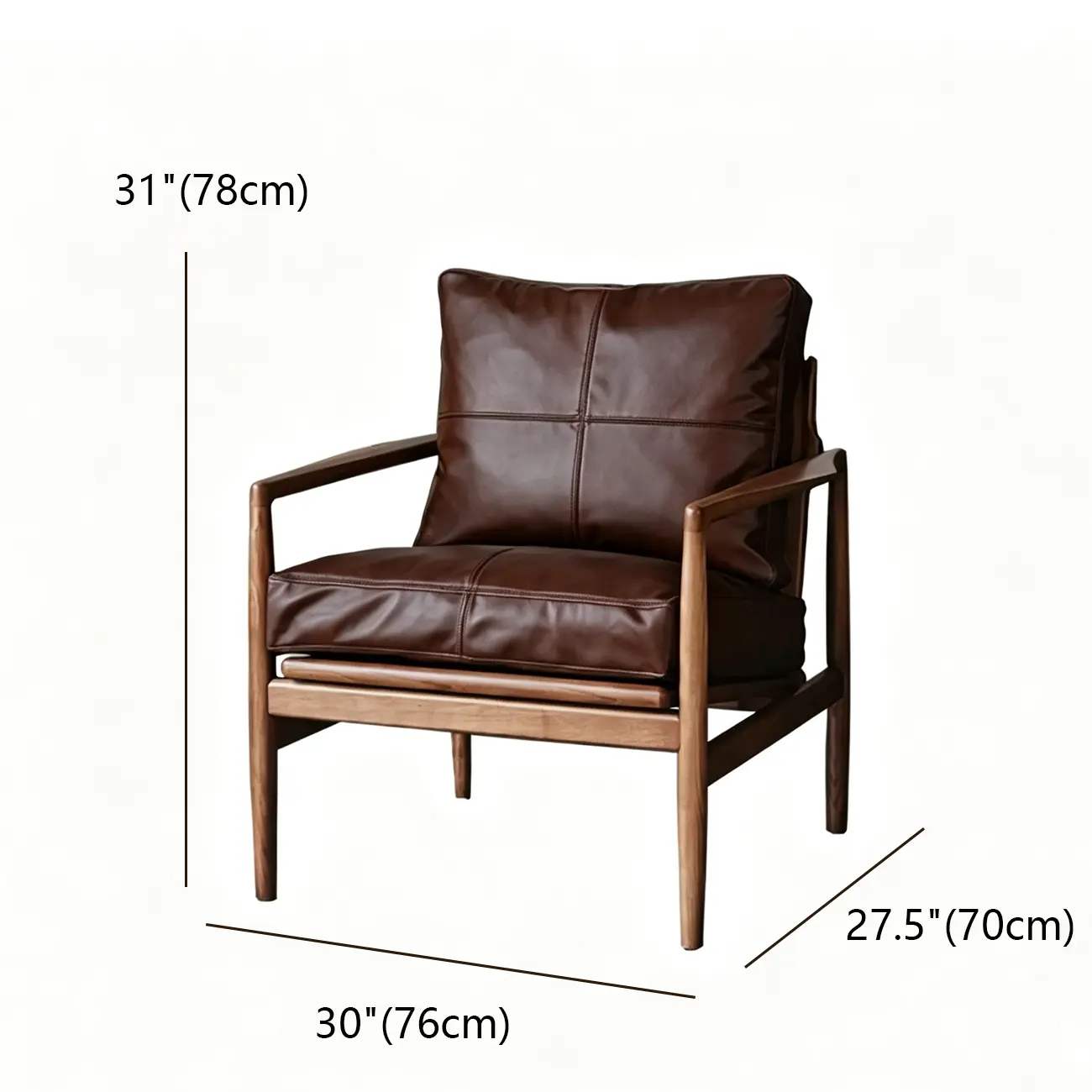 Leather Armchair with Wooden Armrest for Living Room #size | homeyfad
