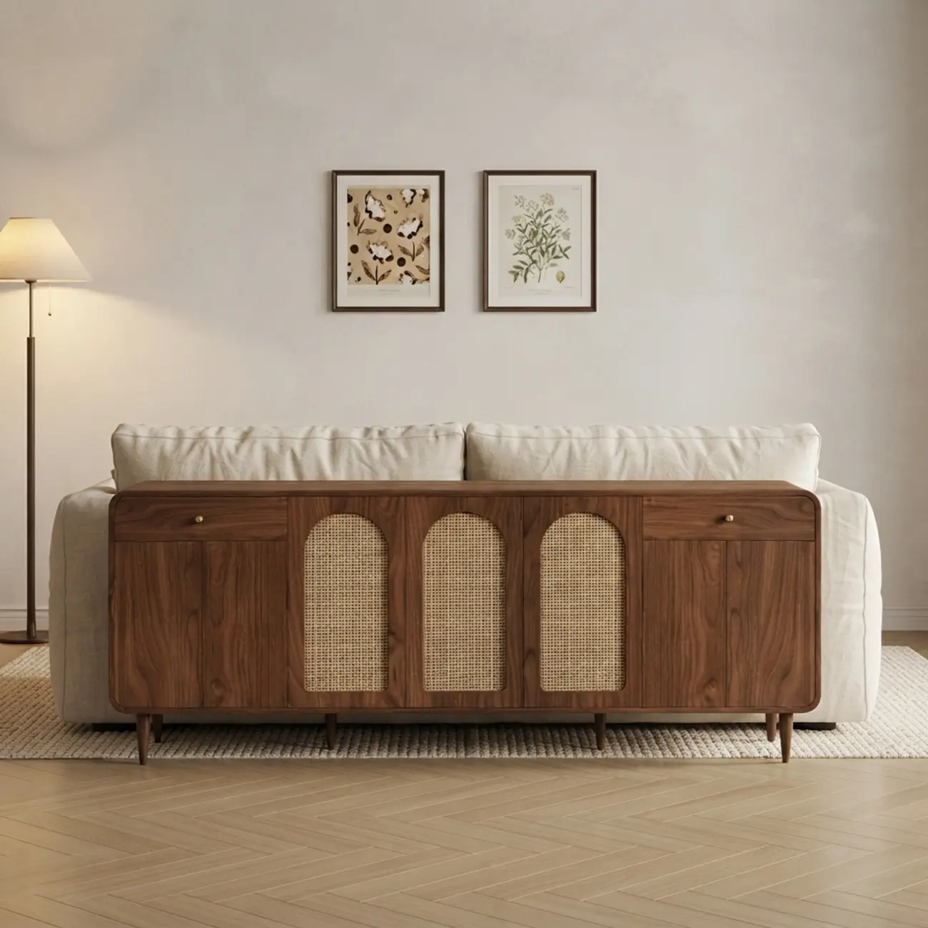 Mid-Century Modern Slim Solid Wood Storage Cabinet for Behind the Sofa Image - 1 | homeyfad