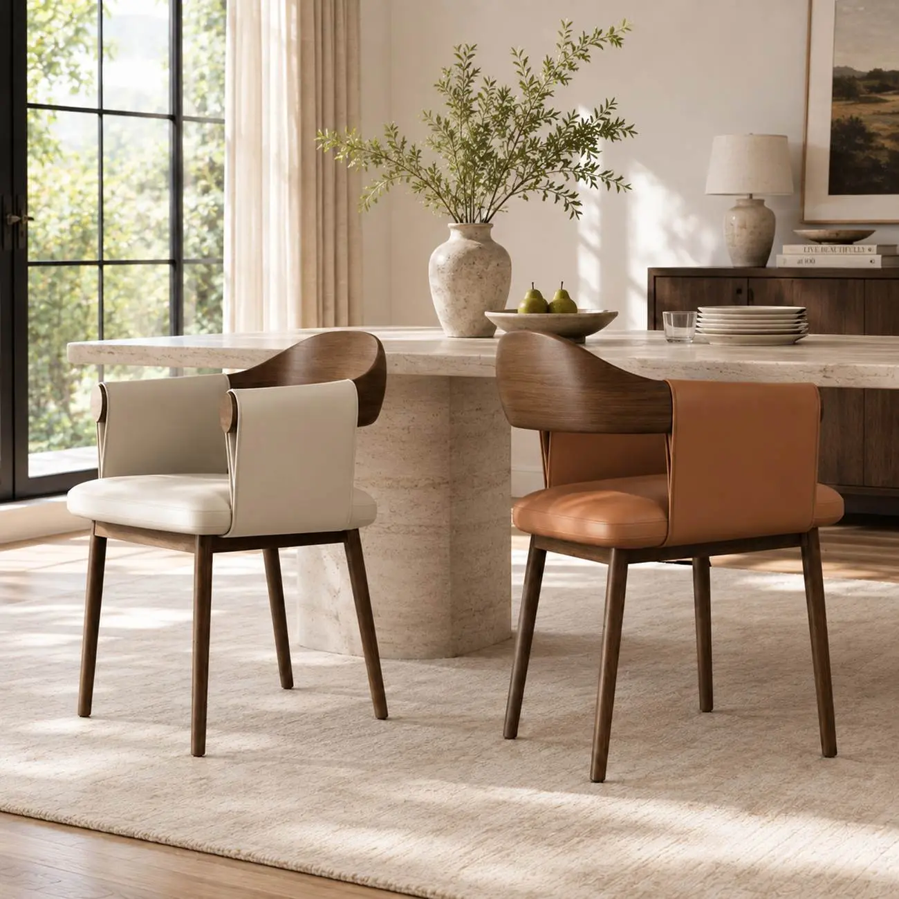 Velmyra Solid Wood Dining Chair With Faux Leather-wrapped Armrests Image - 10 | homeyfad