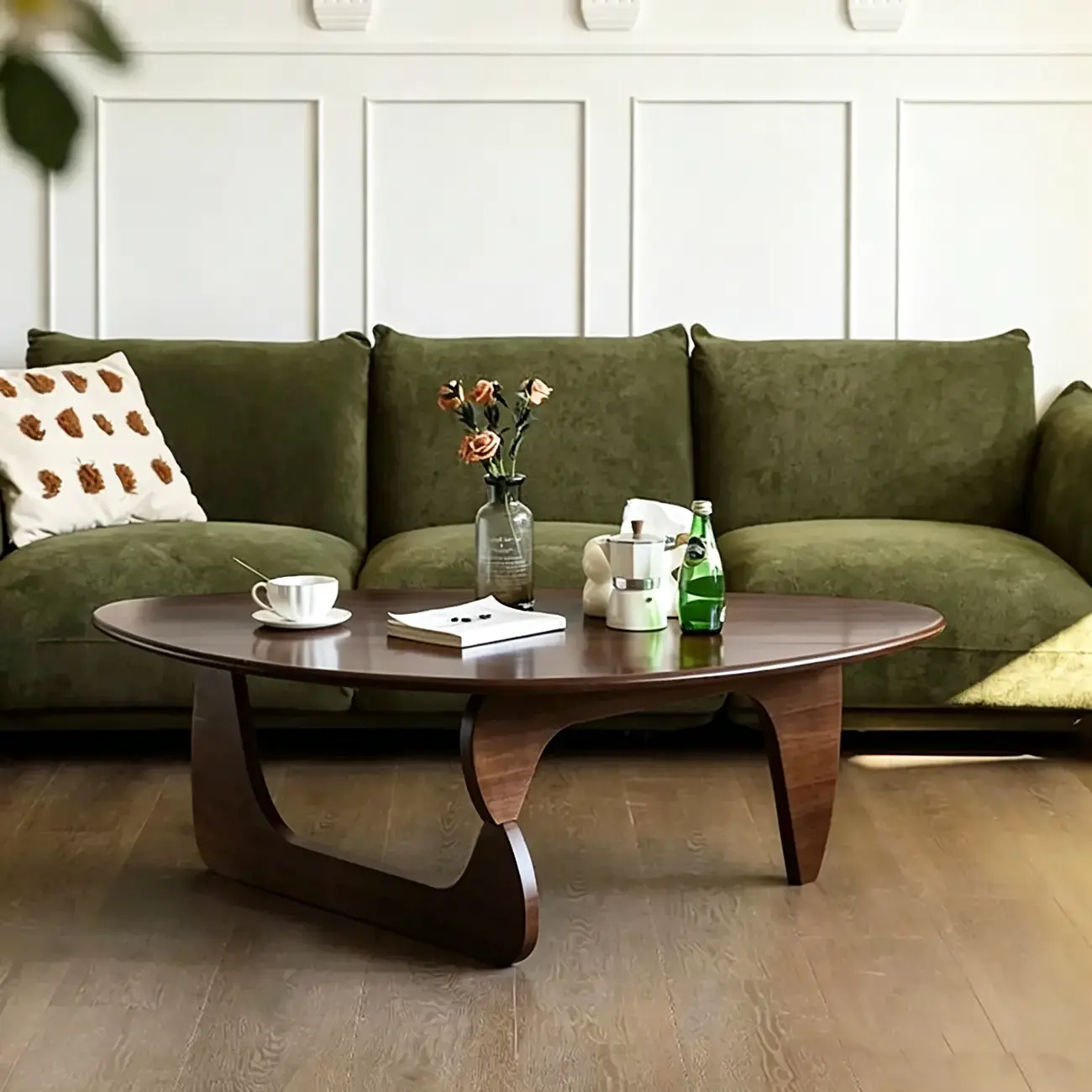 Modern Abstract Wood Triangular Coffee Table Image - 3 | homeyfad