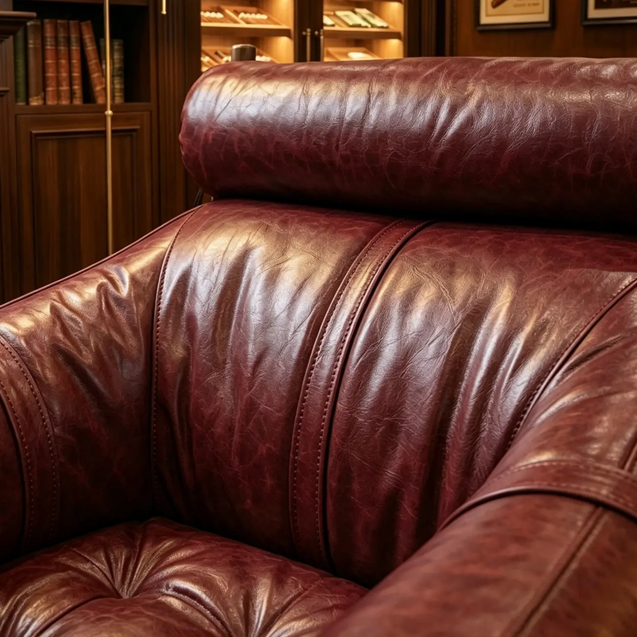 Vintage Oil-waxed Leather Lounge Chair With Solid Wood Frame Image - 16 | homeyfad