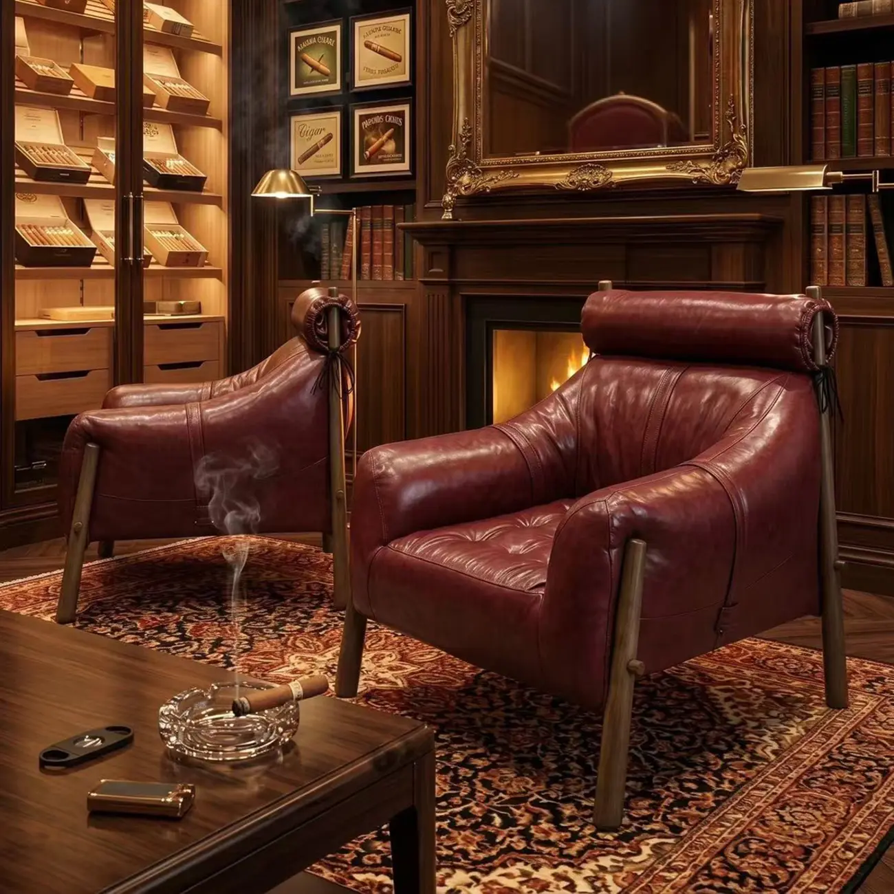 Vintage Oil-waxed Leather Lounge Chair With Solid Wood Frame Image - 11 | homeyfad