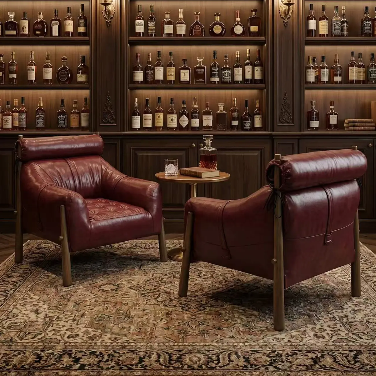 Vintage Oil-waxed Leather Lounge Chair With Solid Wood Frame Image - 13 | homeyfad