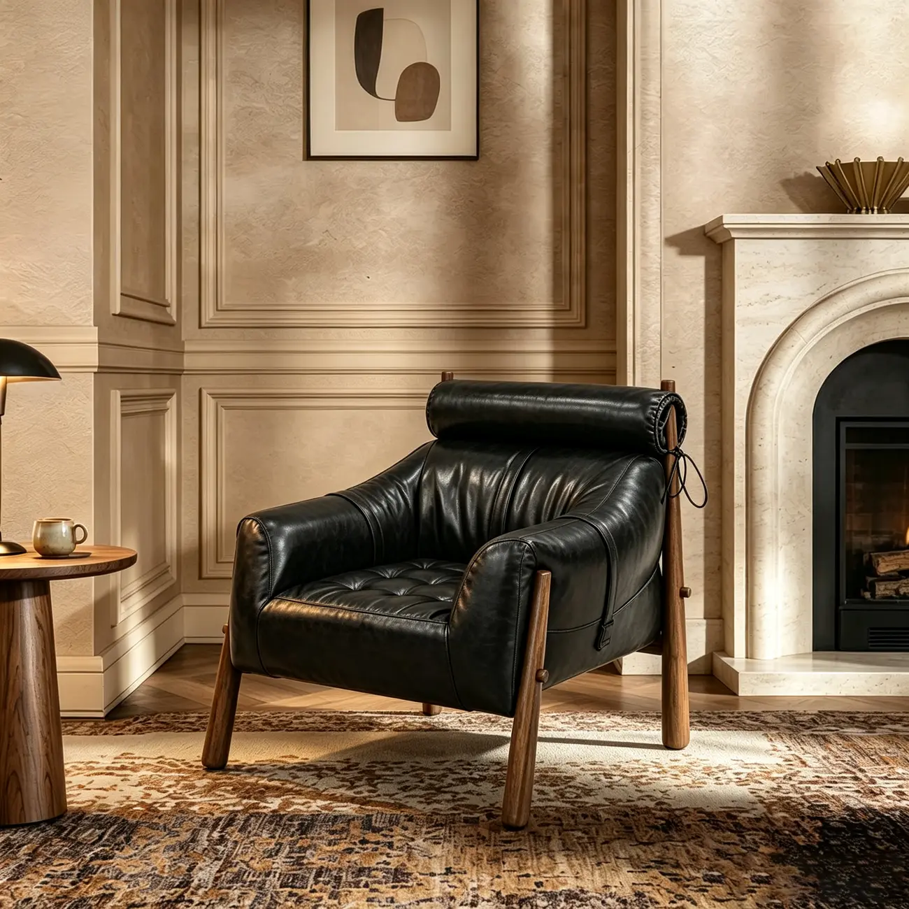 Vintage Oil-waxed Leather Lounge Chair With Solid Wood Frame Image - 18 | homeyfad