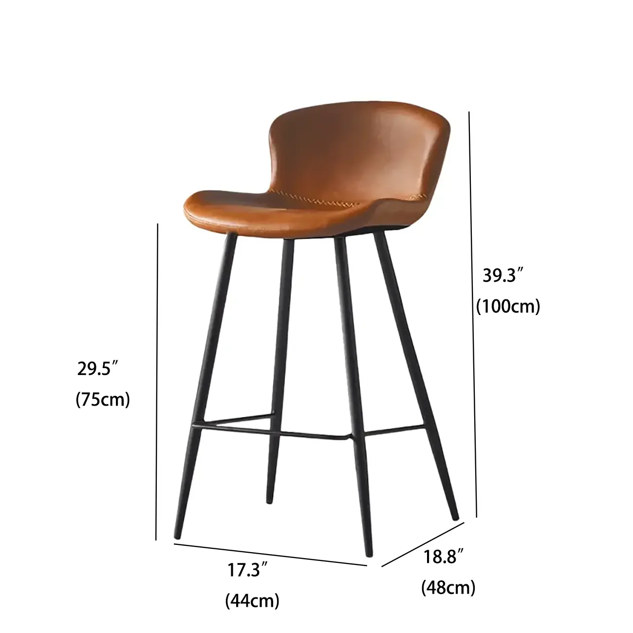 Brown Leather Saddle Seat Low Back Bar Stool Image - 23 | homeyfad