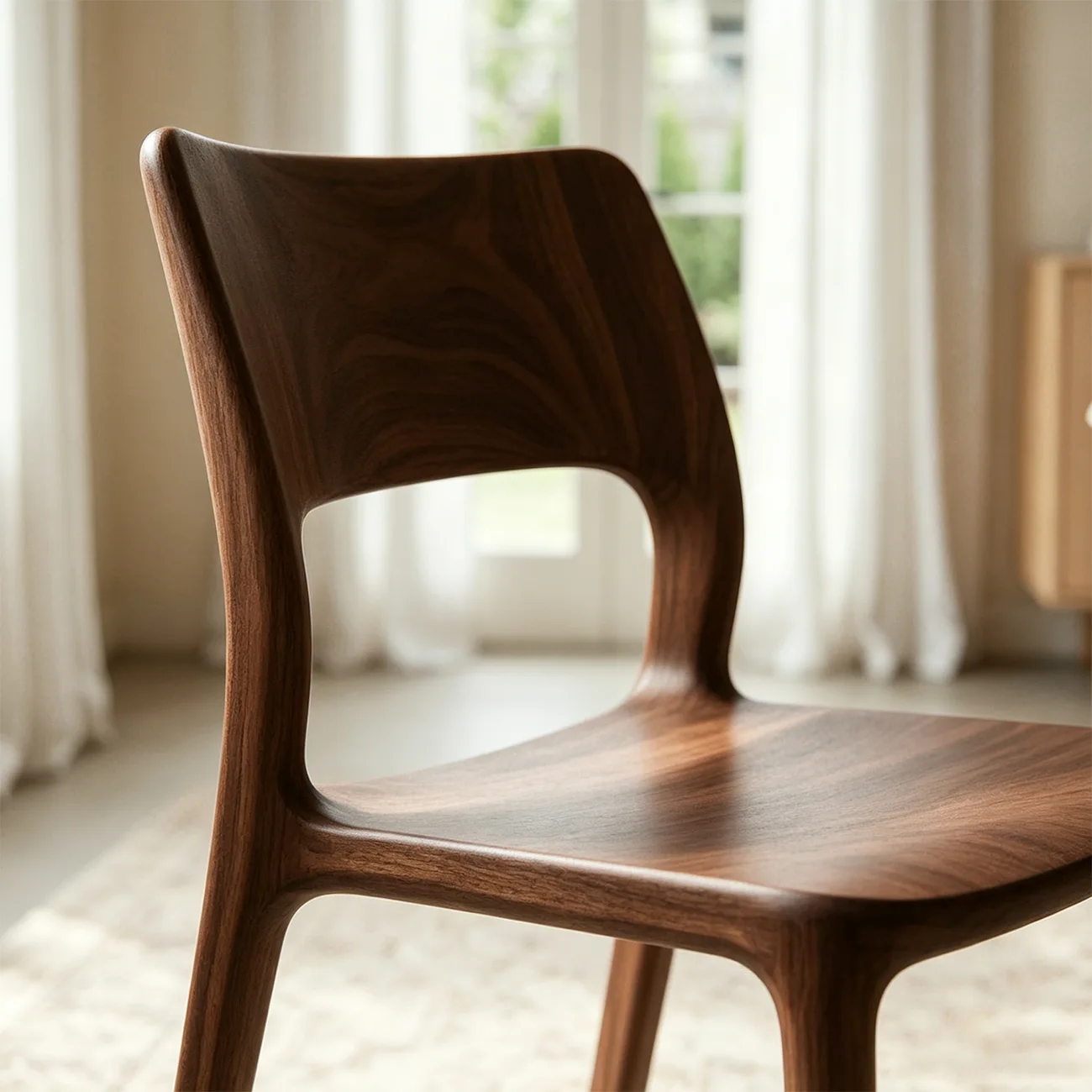 Mid-Century Modern Walnut Solid Rubberwood Armless Dining Chairs Set of 2 Image - 7 | homeyfad