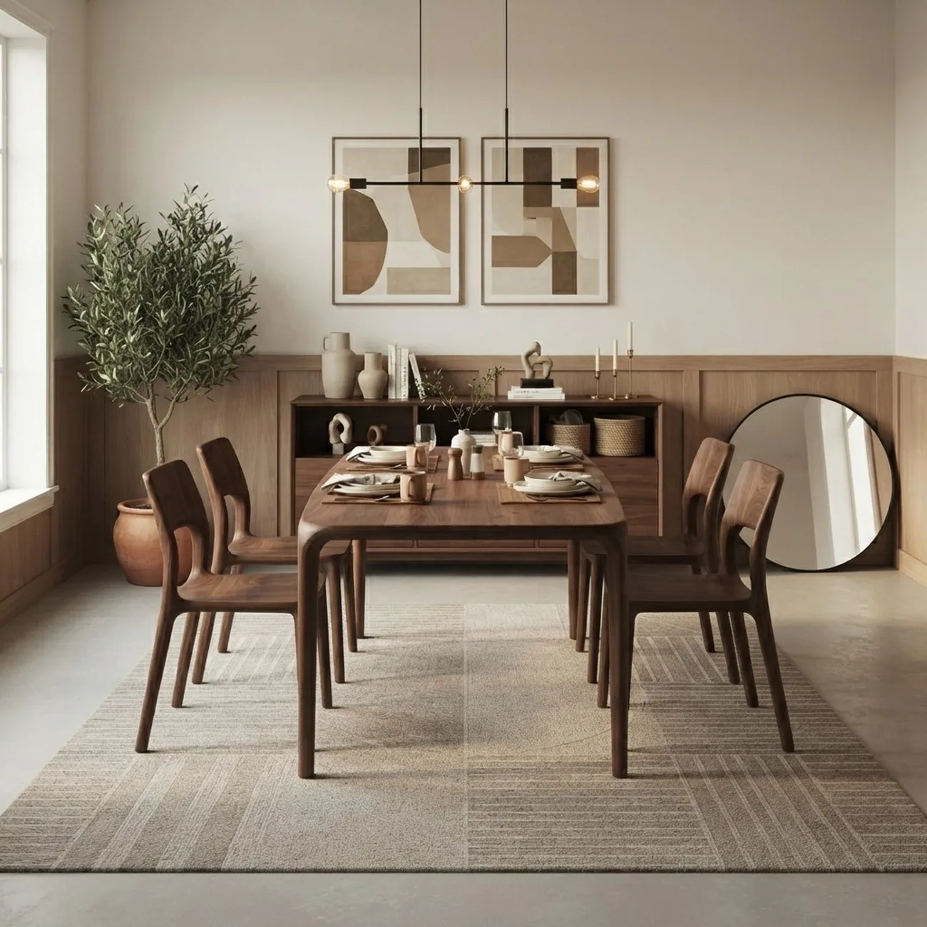 Mid-Century Modern Walnut Solid Rubberwood Armless Dining Chairs Set of 2 Image - 5 | homeyfad