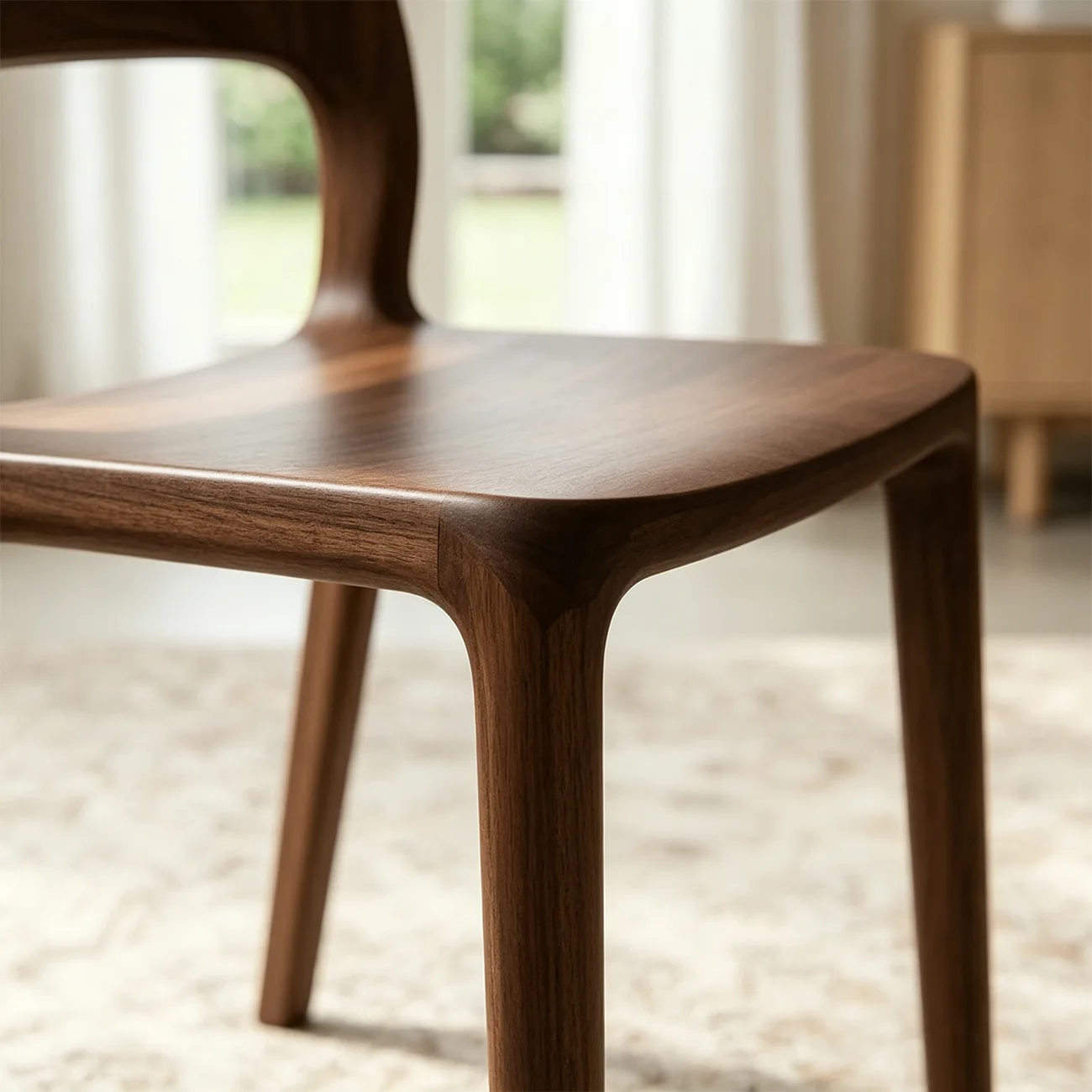 Mid-Century Modern Walnut Solid Rubberwood Armless Dining Chairs Set of 2 Image - 8 | homeyfad