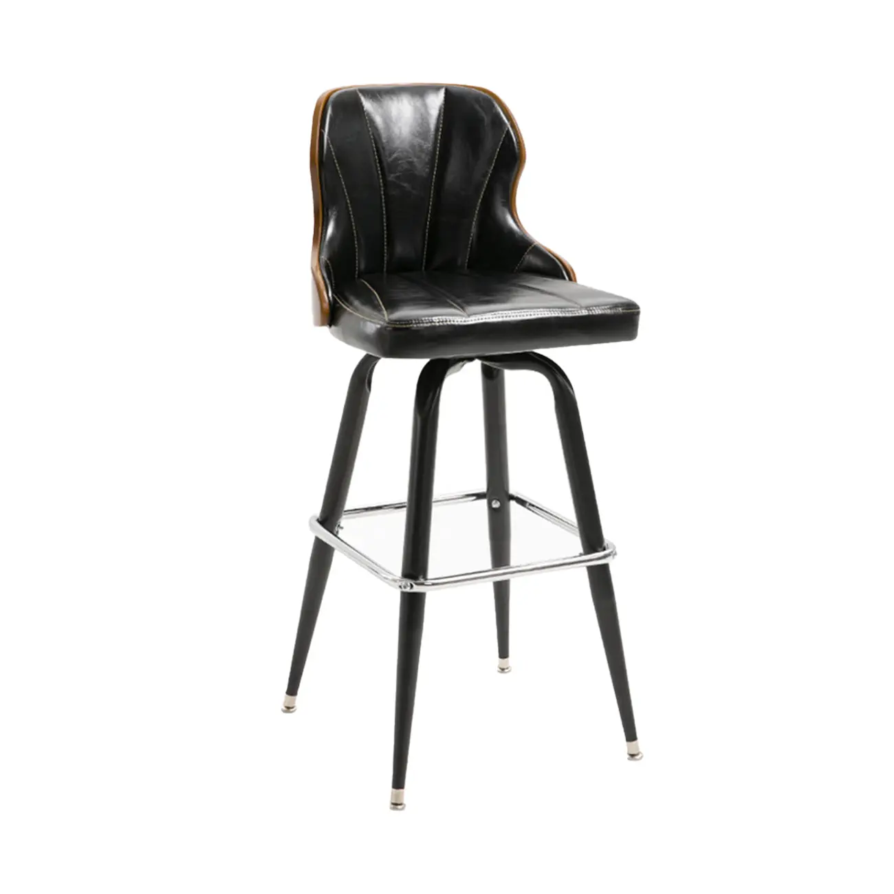 Set Of 2 Vintage Oil-wax Leather Bar Stool With Solid Wood Backrest Image - 22 | homeyfad
