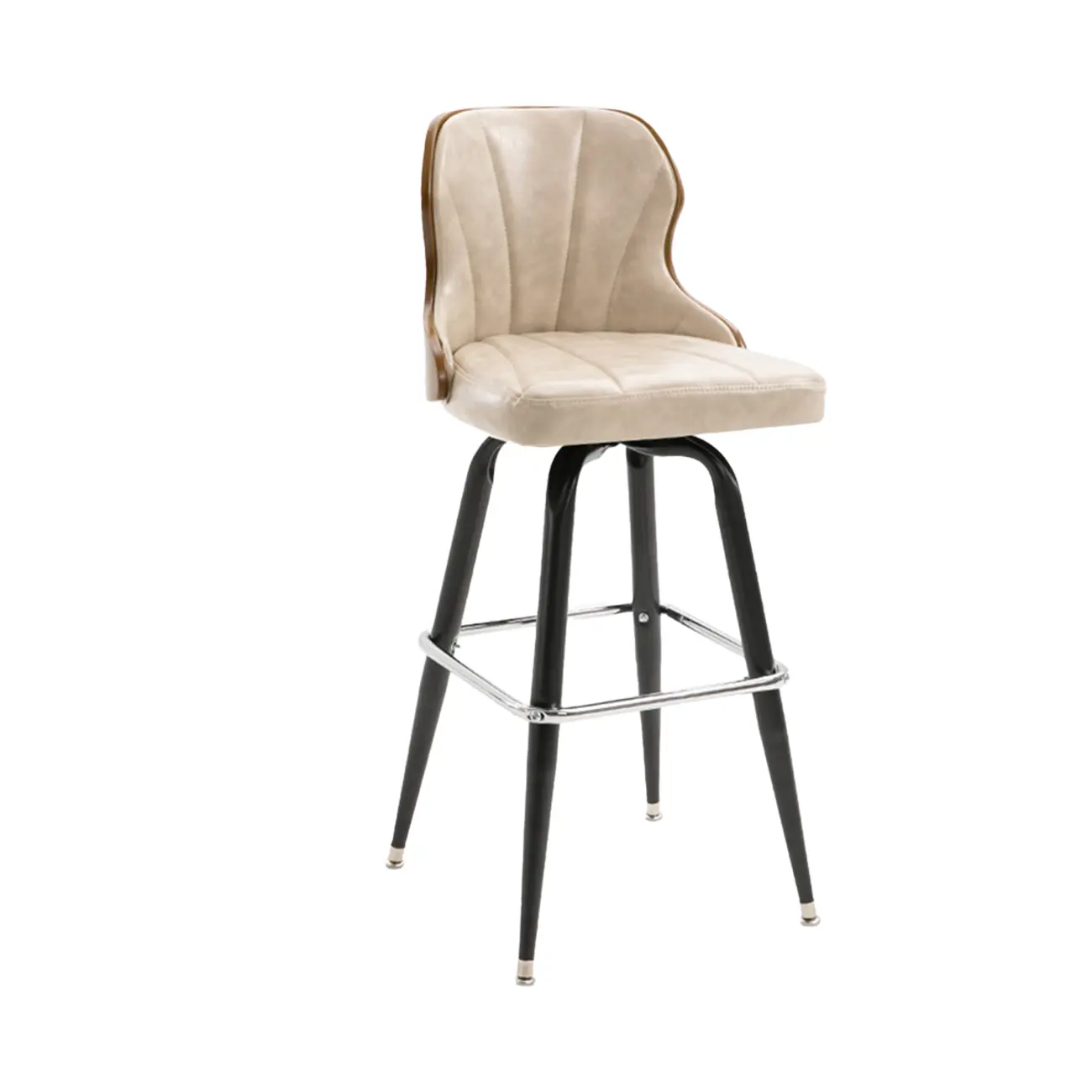 Set Of 2 Vintage Oil-wax Leather Bar Stool With Solid Wood Backrest Image - 20 | homeyfad