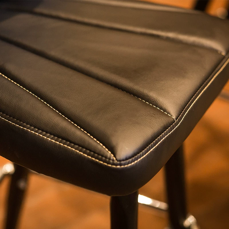 Set Of 2 Vintage Oil-wax Leather Bar Stool With Solid Wood Backrest Image - 10 | homeyfad