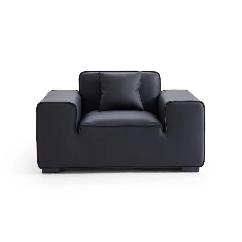 Modern Black Leather Modular Sofa with Extra-Deep Seating Image - 25 | homeyfad