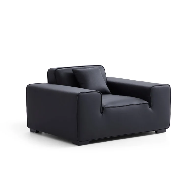 Modern Black Leather Modular Sofa with Extra-Deep Seating Image - 26 | homeyfad