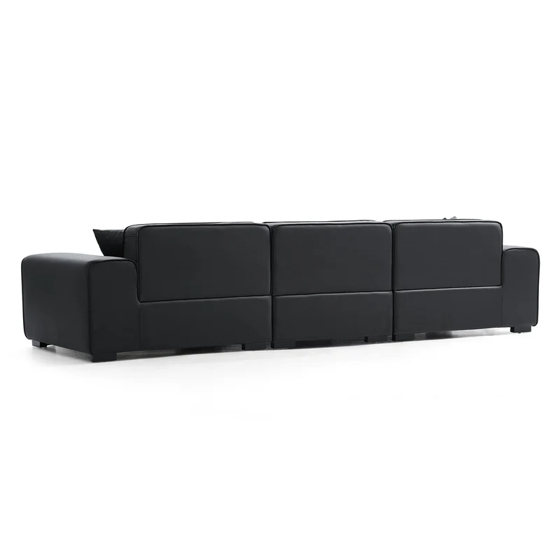 Modern Black Leather Modular Sofa with Extra-Deep Seating Image - 29 | homeyfad
