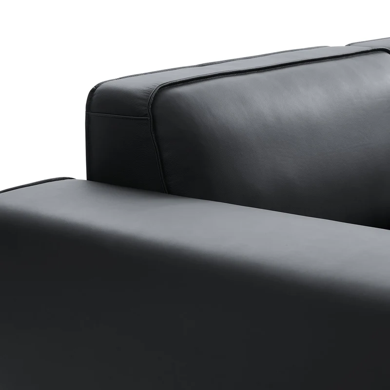 Modern Black Leather Modular Sofa with Extra-Deep Seating Image - 16 | homeyfad