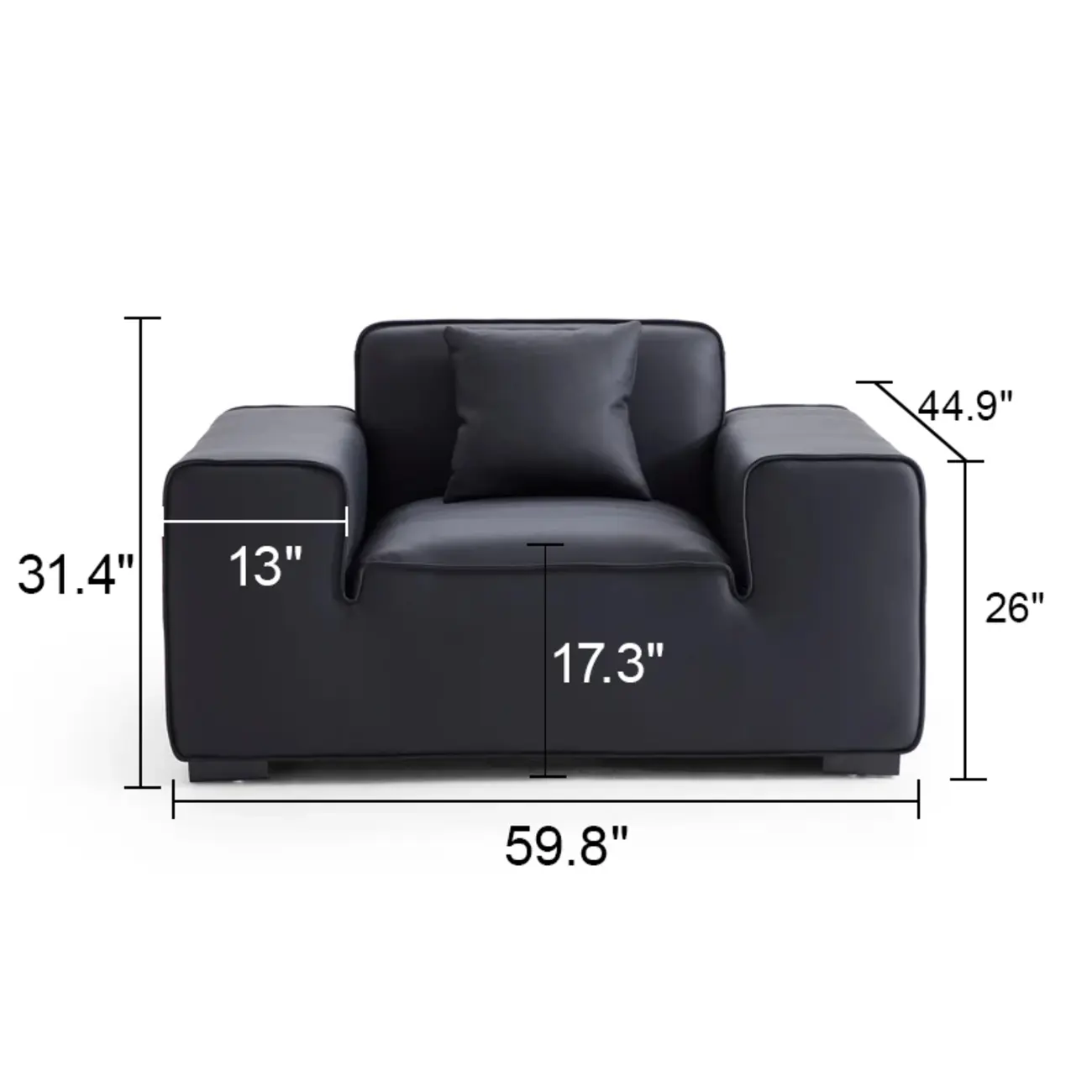 Modern Black Leather Modular Sofa with Extra-Deep Seating Image - 19 | homeyfad