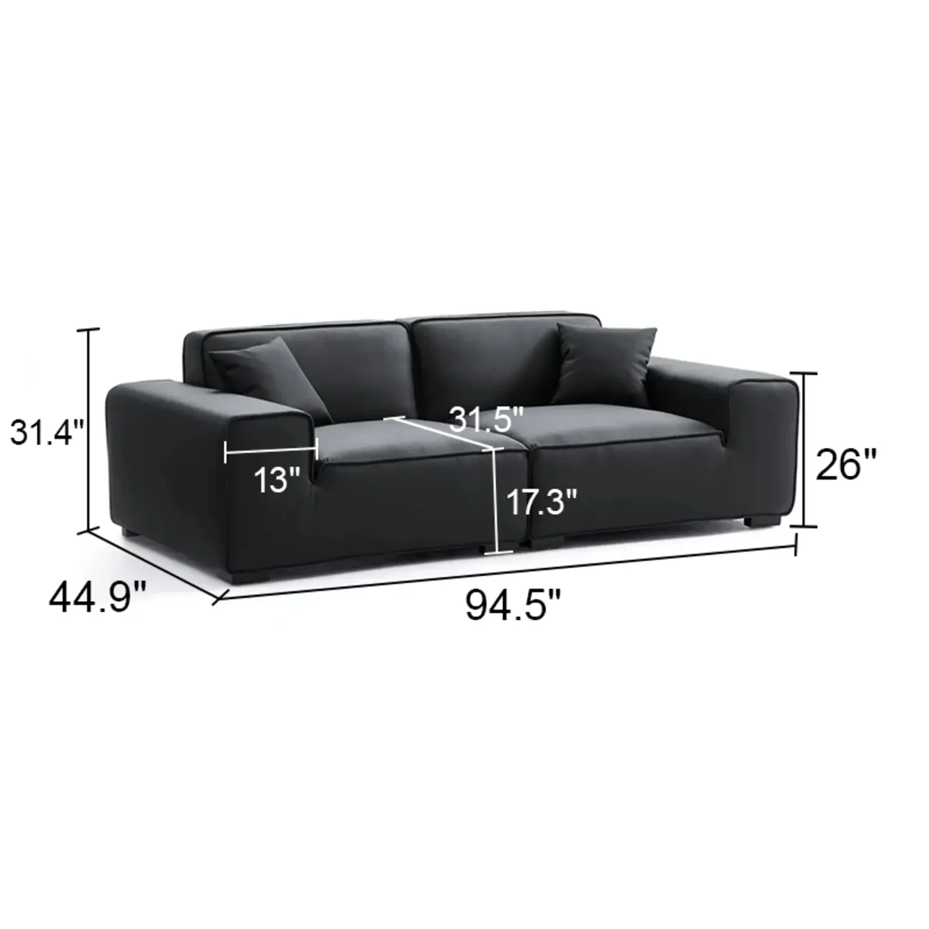 Modern Black Leather Modular Sofa with Extra-Deep Seating Image - 20 | homeyfad