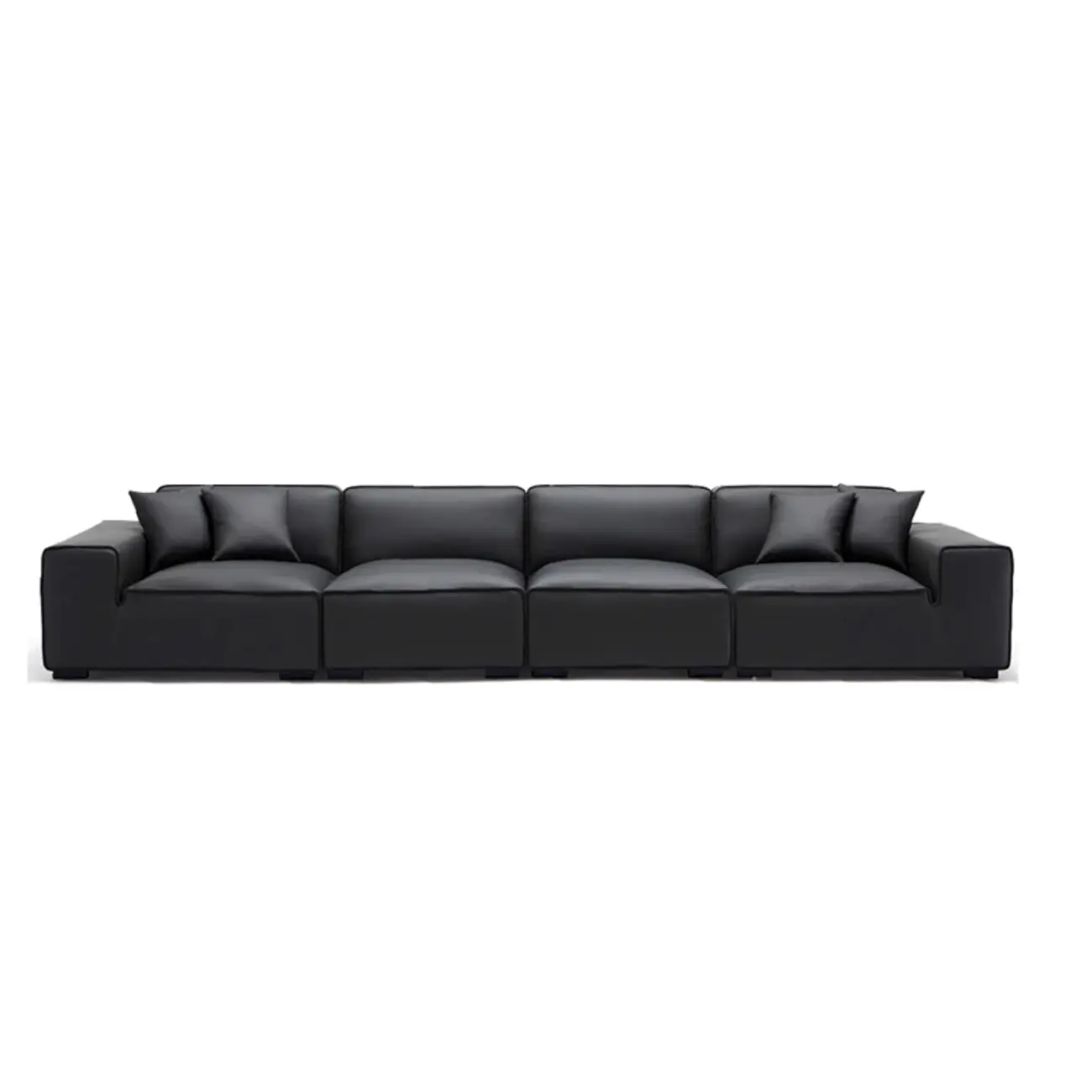 Modern Black Leather Modular Sofa with Extra-Deep Seating Image - 30 | homeyfad