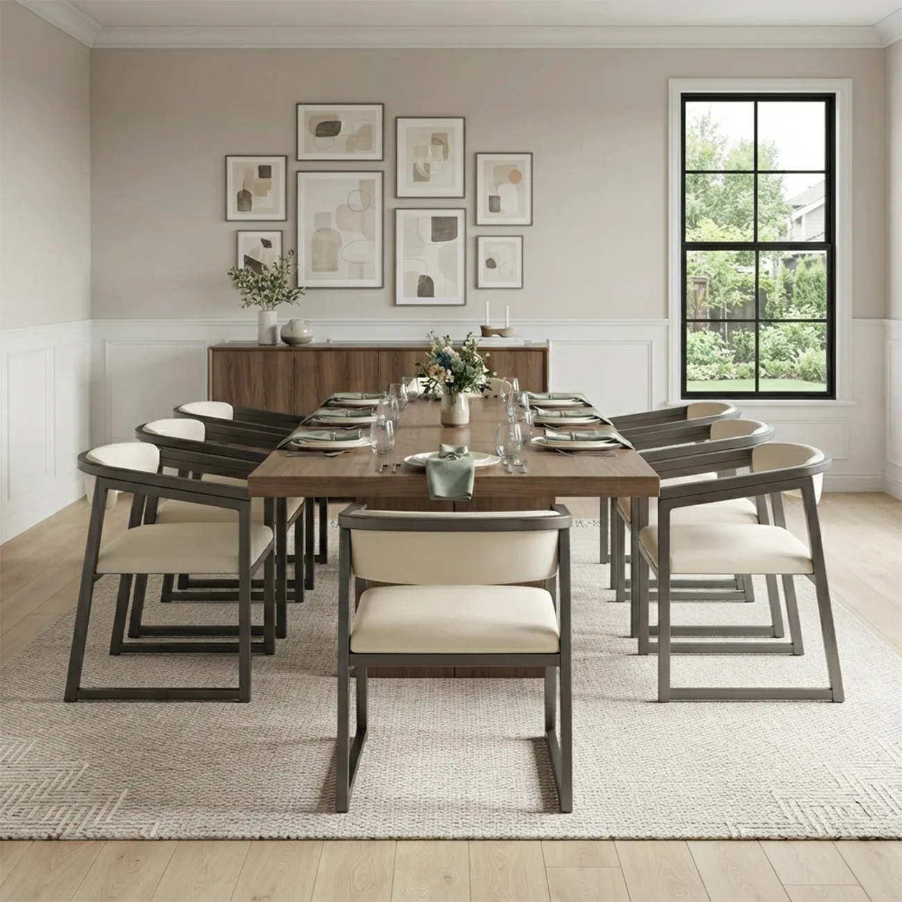 Modern Upholstered Metal Dining Arm Chair Image - 5 | homeyfad