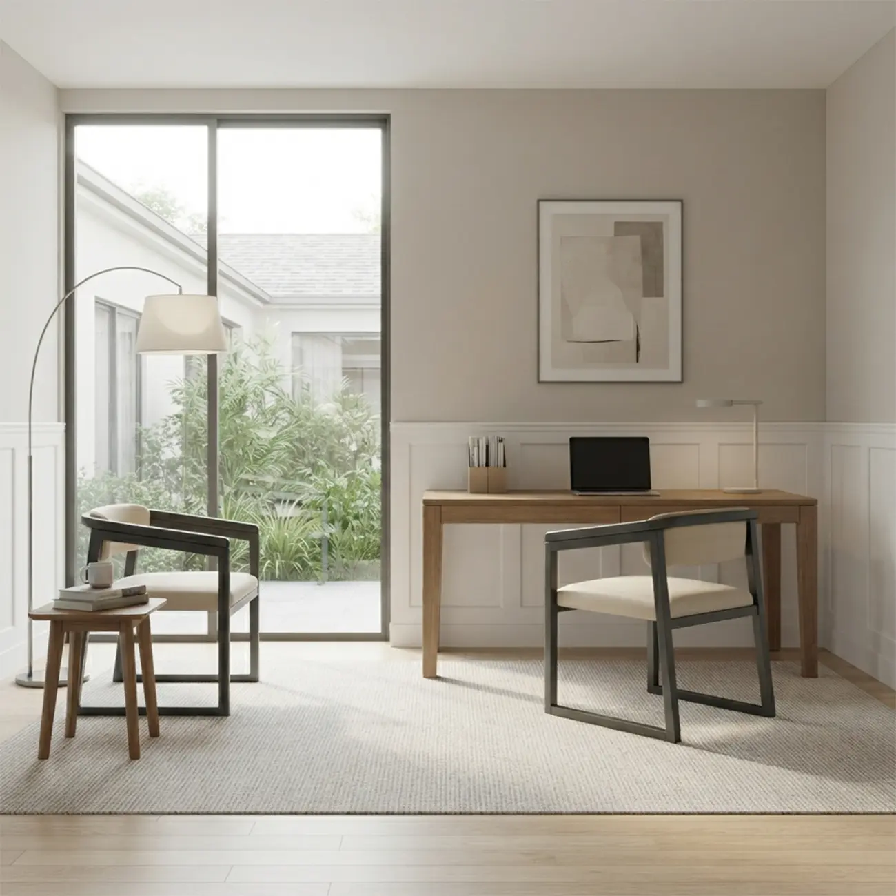 Modern Upholstered Metal Dining Arm Chair Image - 6 | homeyfad