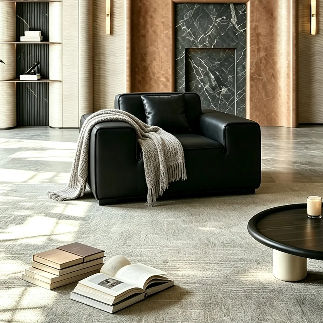 Modern Black Leather Modular Sofa with Extra-Deep Seating Image - 9 | homeyfad