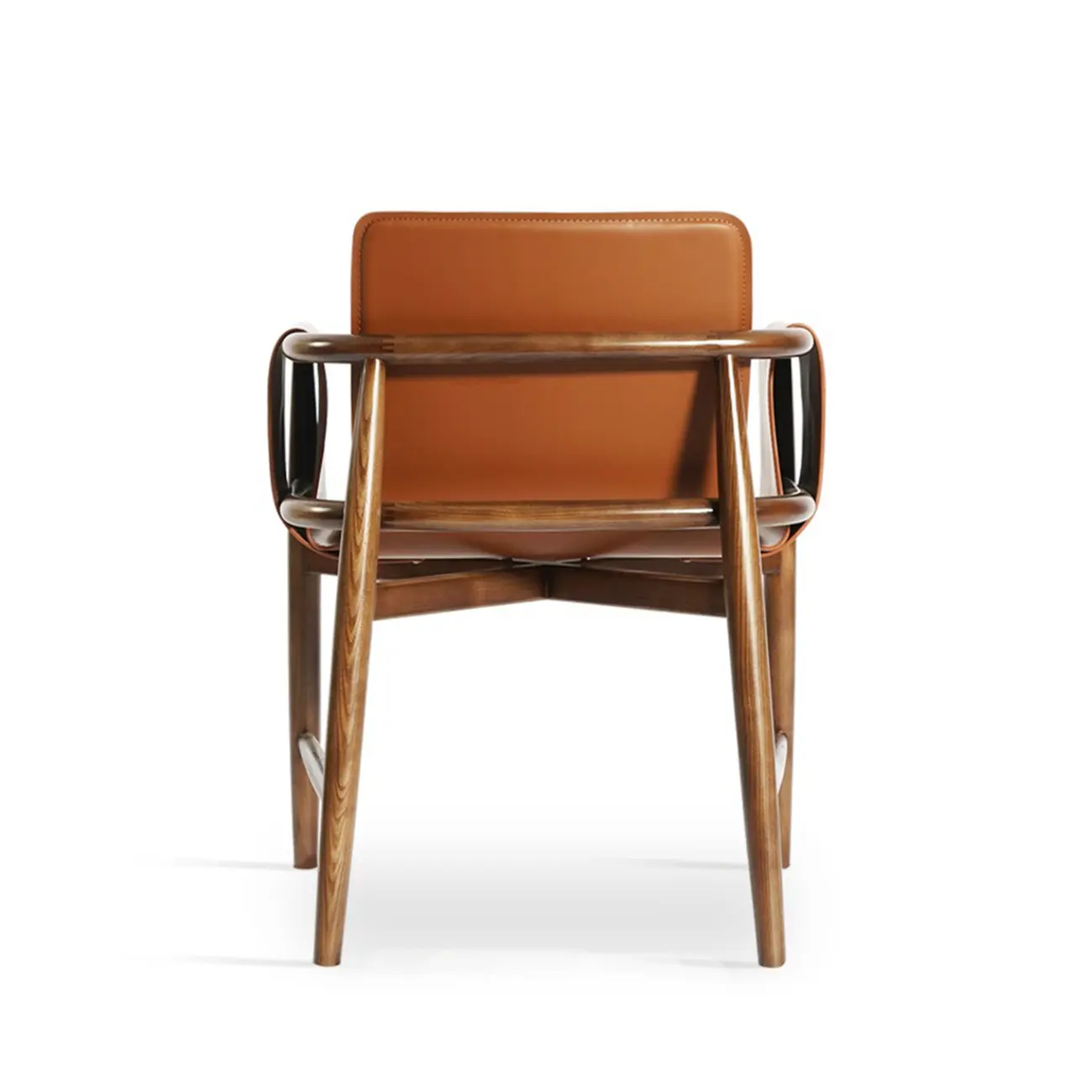 Mid-century Faux Leather Arm Dining Chair With Solid Ash Wood Frame Image - 15 | homeyfad