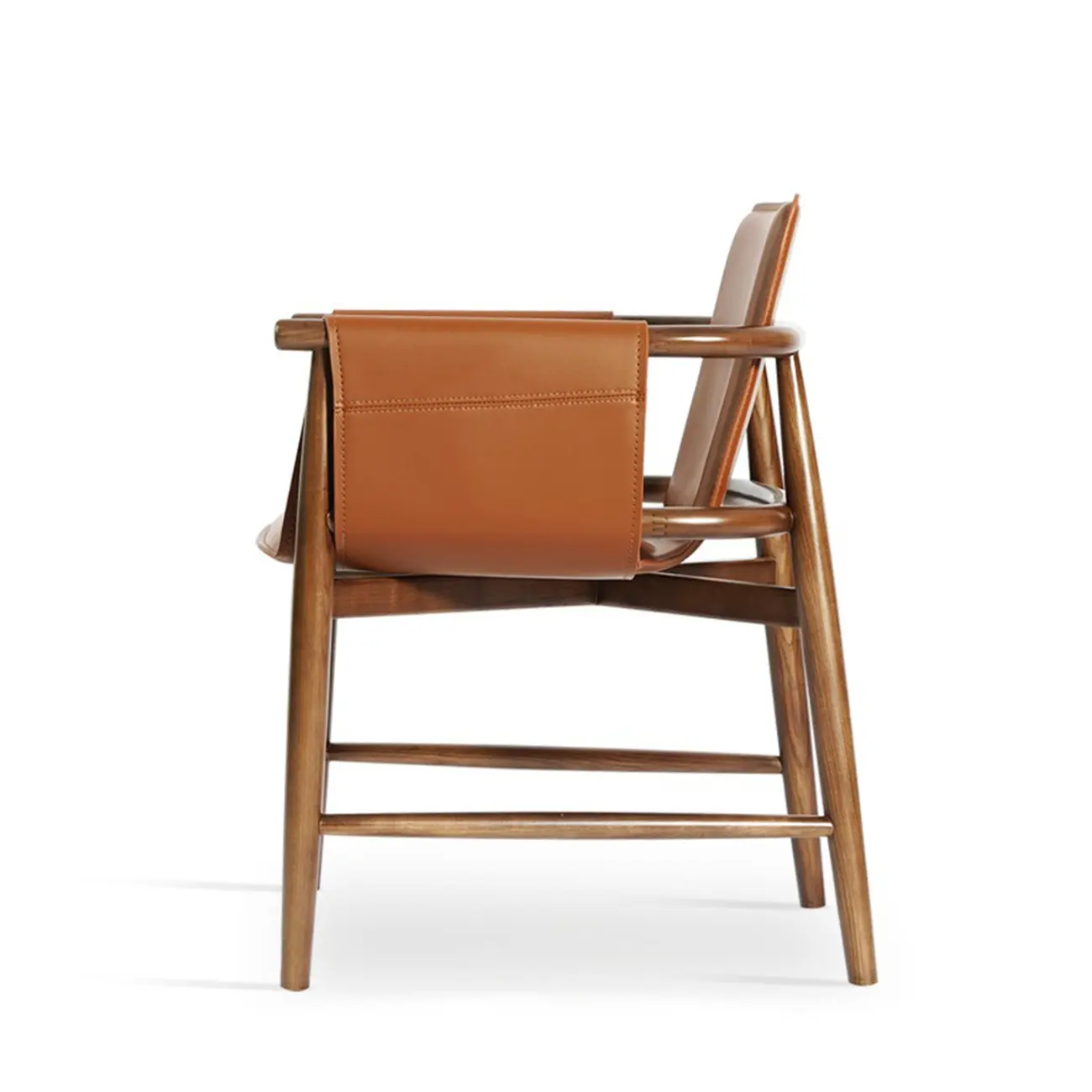 Mid-century Faux Leather Arm Dining Chair With Solid Ash Wood Frame Image - 16 | homeyfad