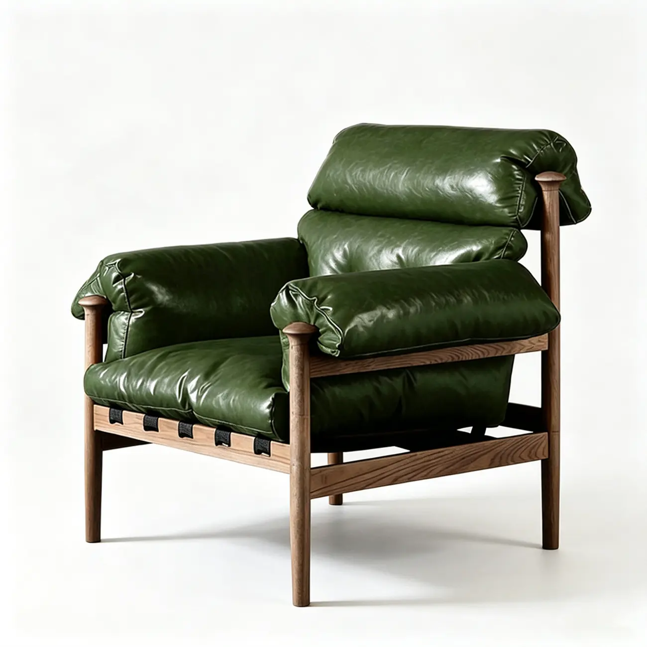 Retro Oil-wax Leather Solid Wood Armchair With Down-filled Cushions Image - 2 | homeyfad