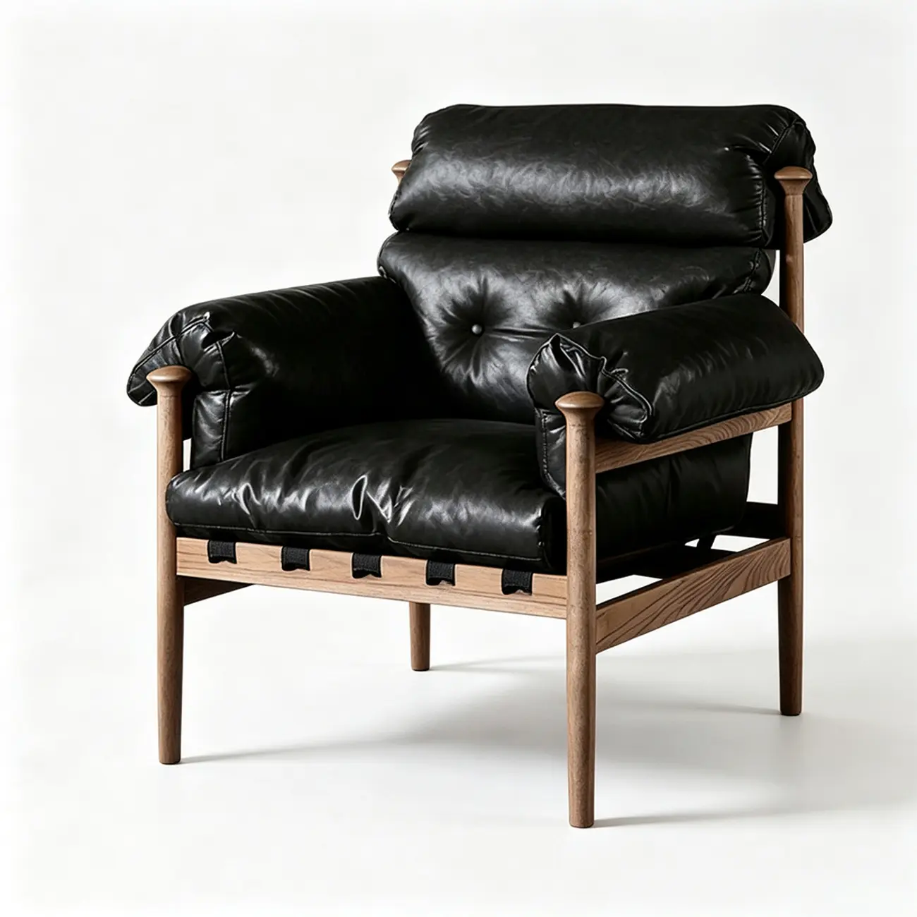 Retro Oil-wax Leather Solid Wood Armchair With Down-filled Cushions Image - 25 | homeyfad
