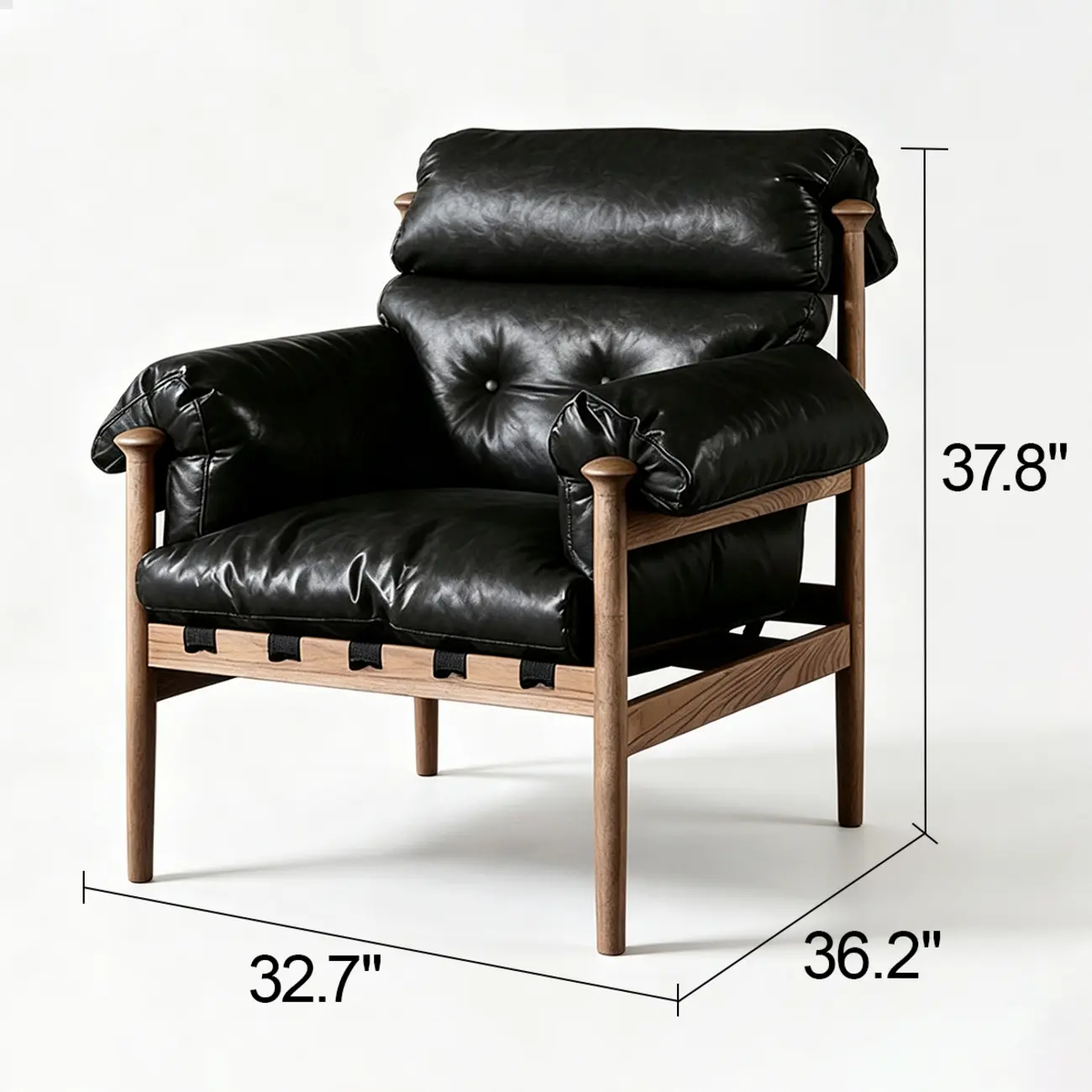 Retro Oil-wax Leather Solid Wood Armchair With Down-filled Cushions Image - 28 | homeyfad