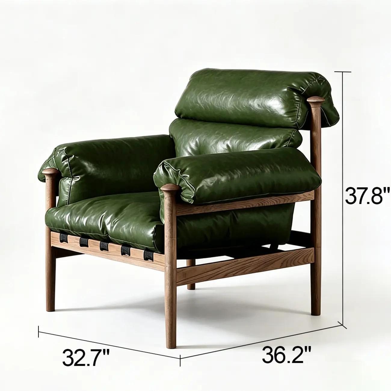 Retro Oil-wax Leather Solid Wood Armchair With Down-filled Cushions Image - 27 | homeyfad