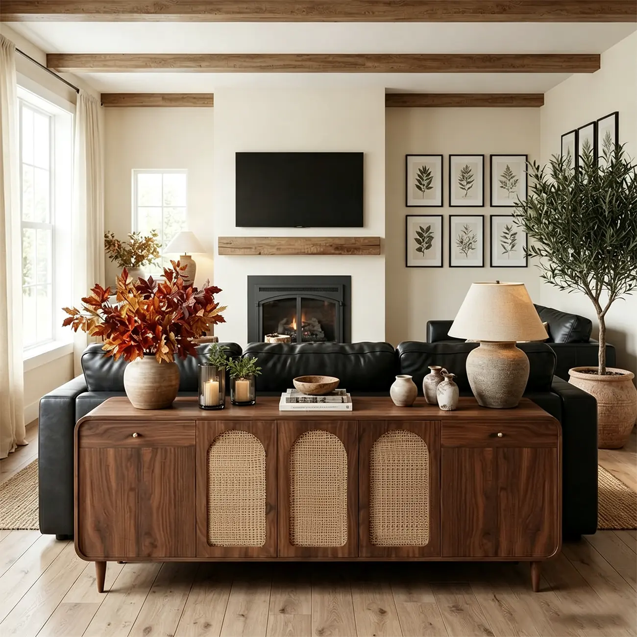 Mid-Century Modern Slim Solid Wood Storage Cabinet for Behind the Sofa Image - 7 | homeyfad