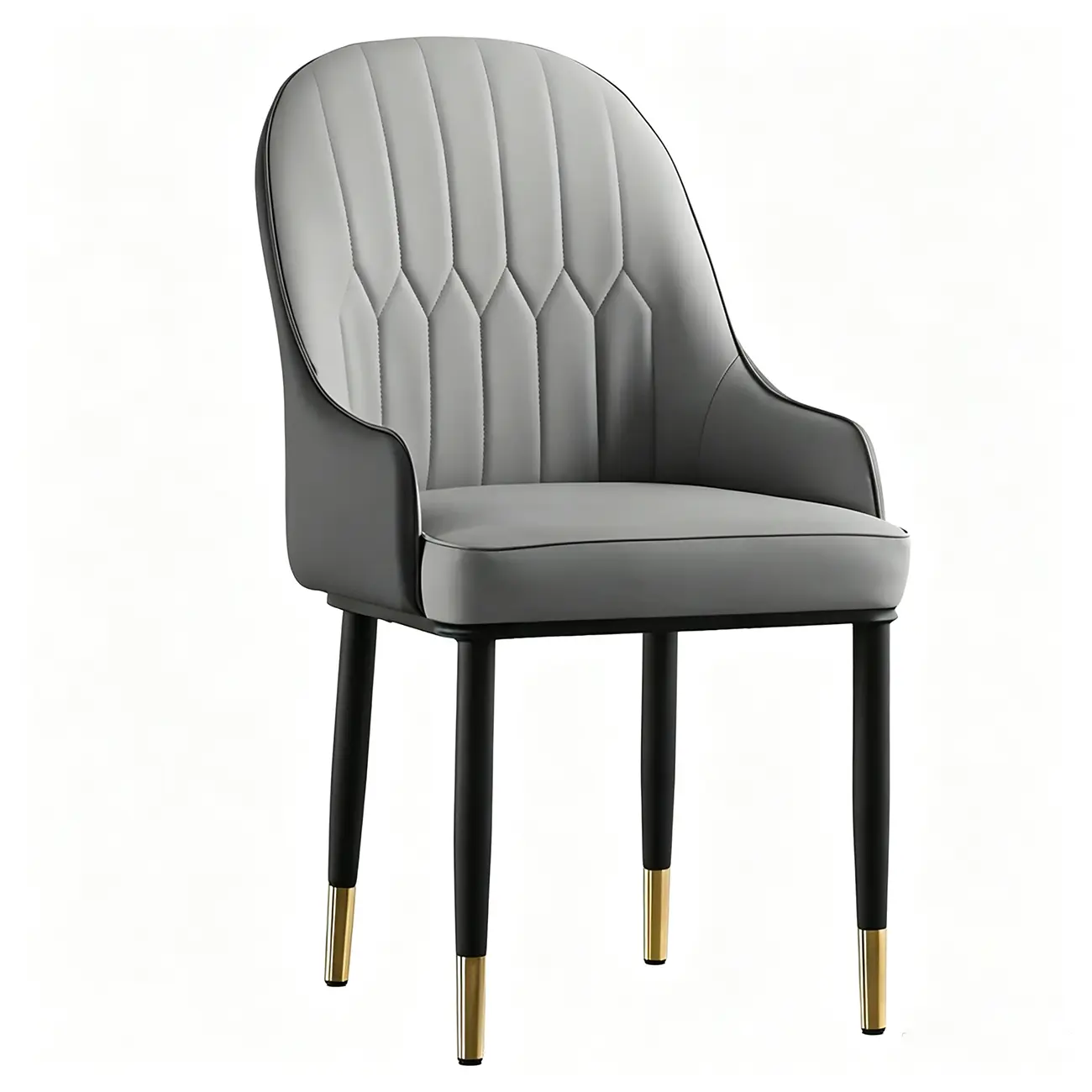 Contemporary Leather Solid Back Dining Chair With Arms Image - 11 | homeyfad