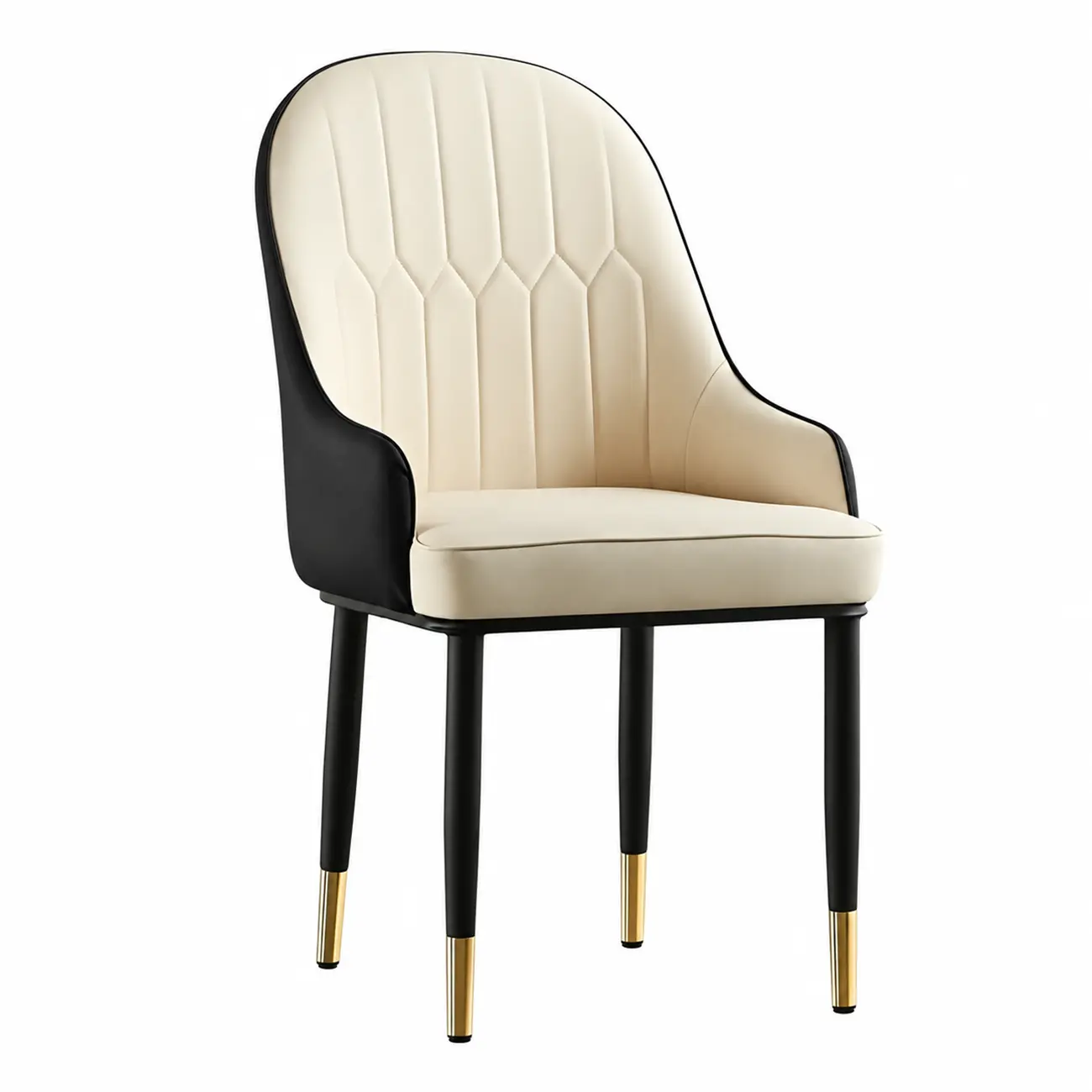 Contemporary Leather Solid Back Dining Chair With Arms Image - 12 | homeyfad