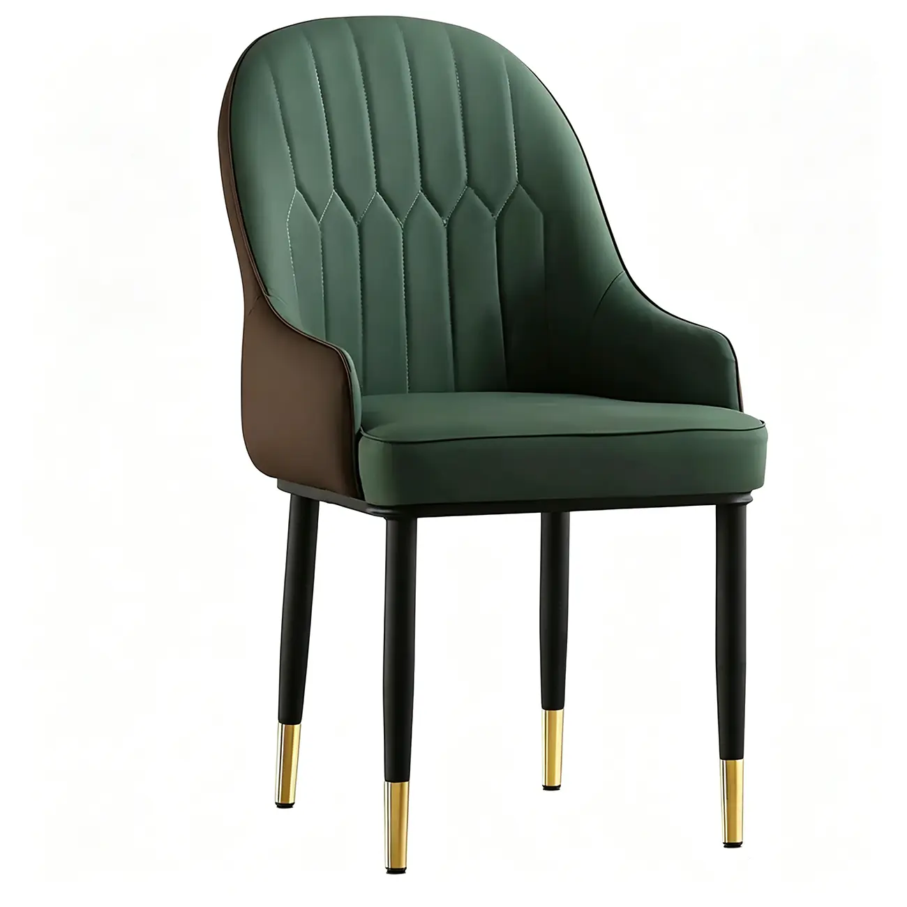 Contemporary Leather Solid Back Dining Chair With Arms Image - 14 | homeyfad