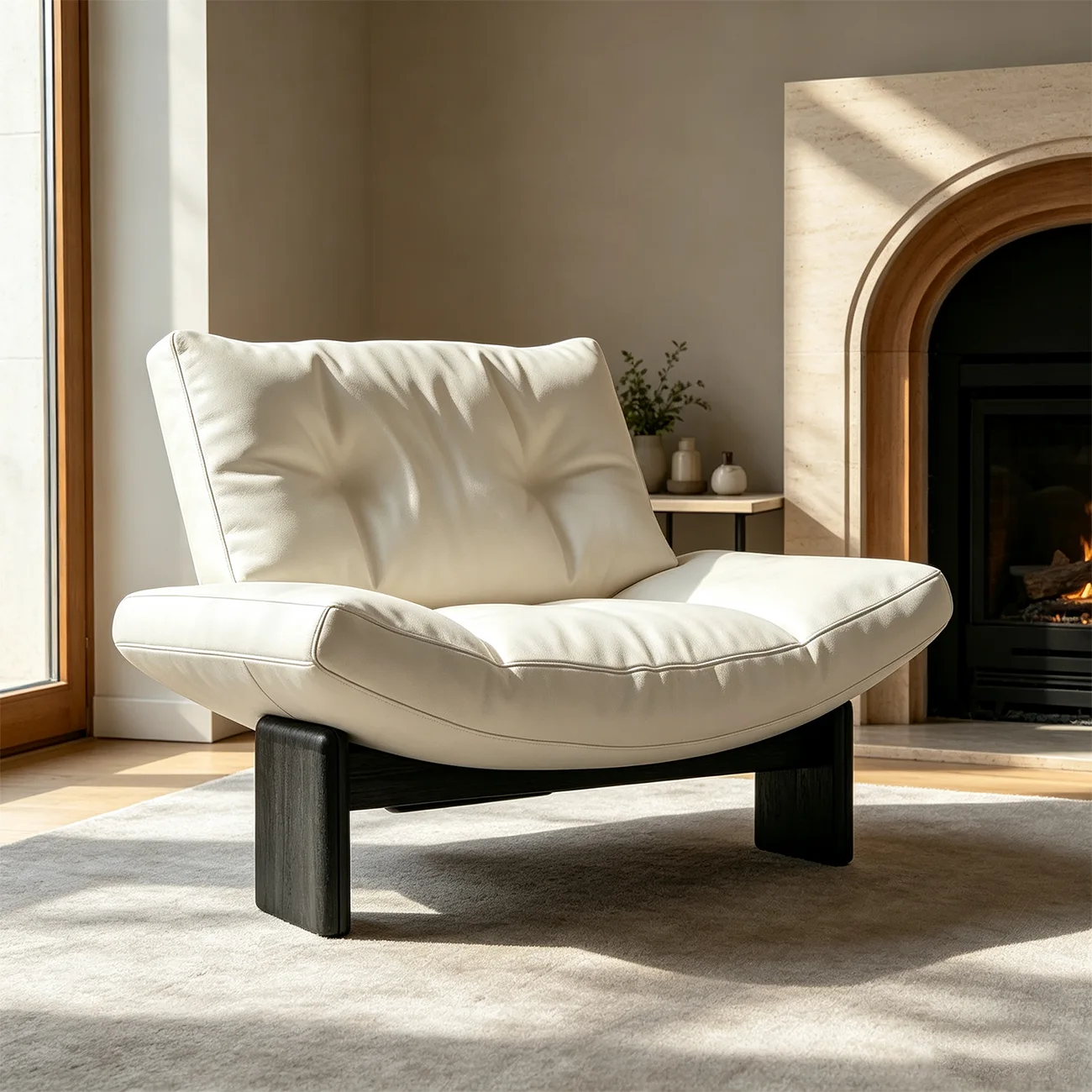 Modern Oversized Armless Lounge Accent Chair with Deep Seat in Chenille or Genuine Leather Image - 6 | homeyfad