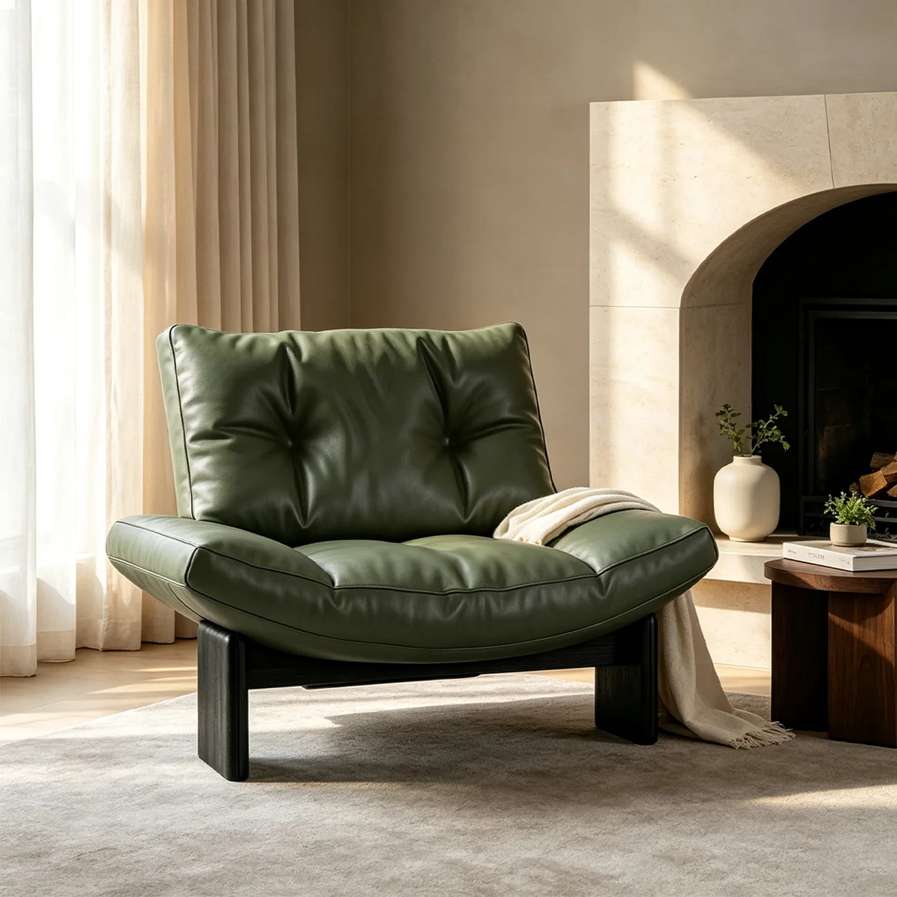 Modern Oversized Armless Lounge Accent Chair with Deep Seat in Chenille or Genuine Leather Image - 8 | homeyfad