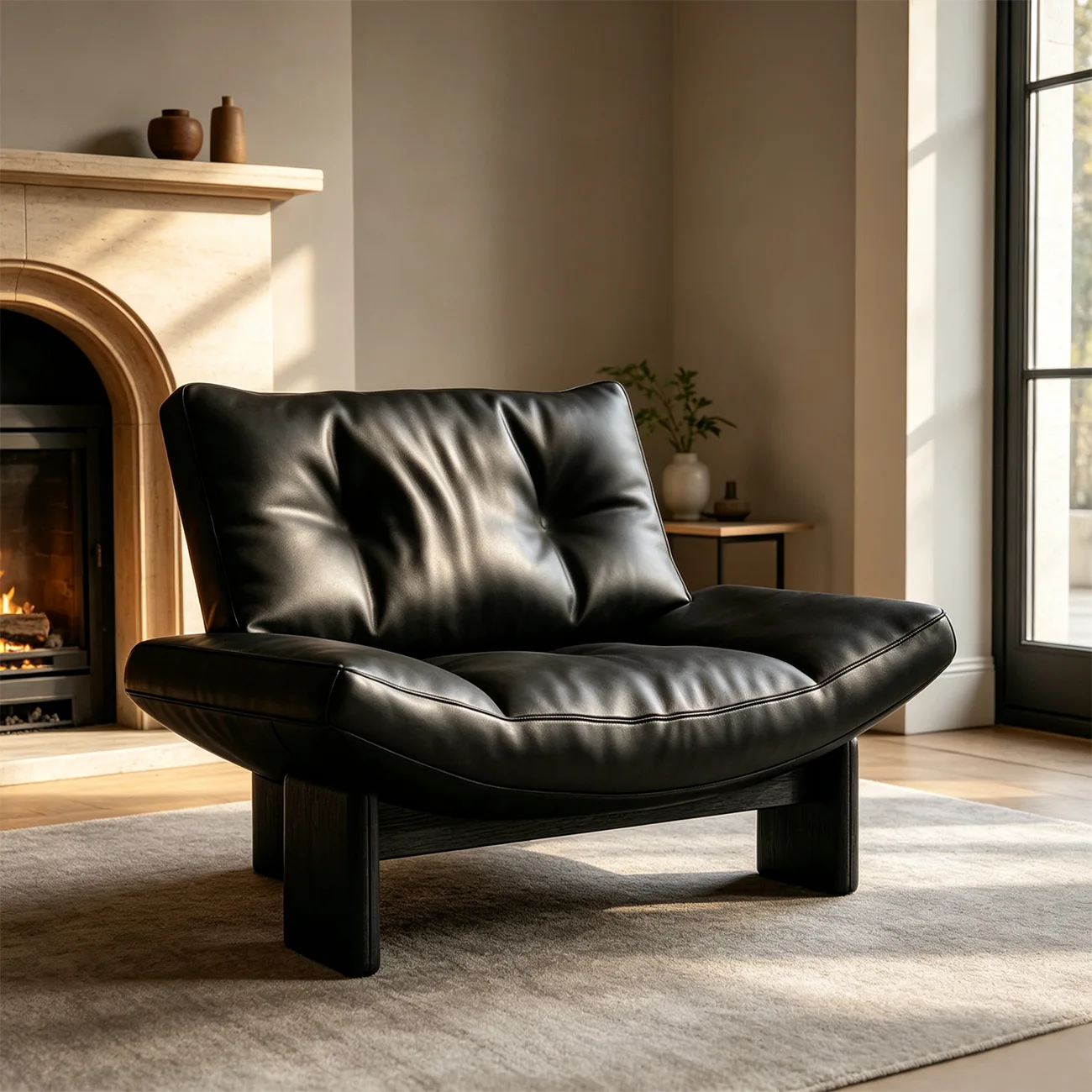 Modern Oversized Armless Lounge Accent Chair with Deep Seat in Chenille or Genuine Leather Image - 9 | homeyfad