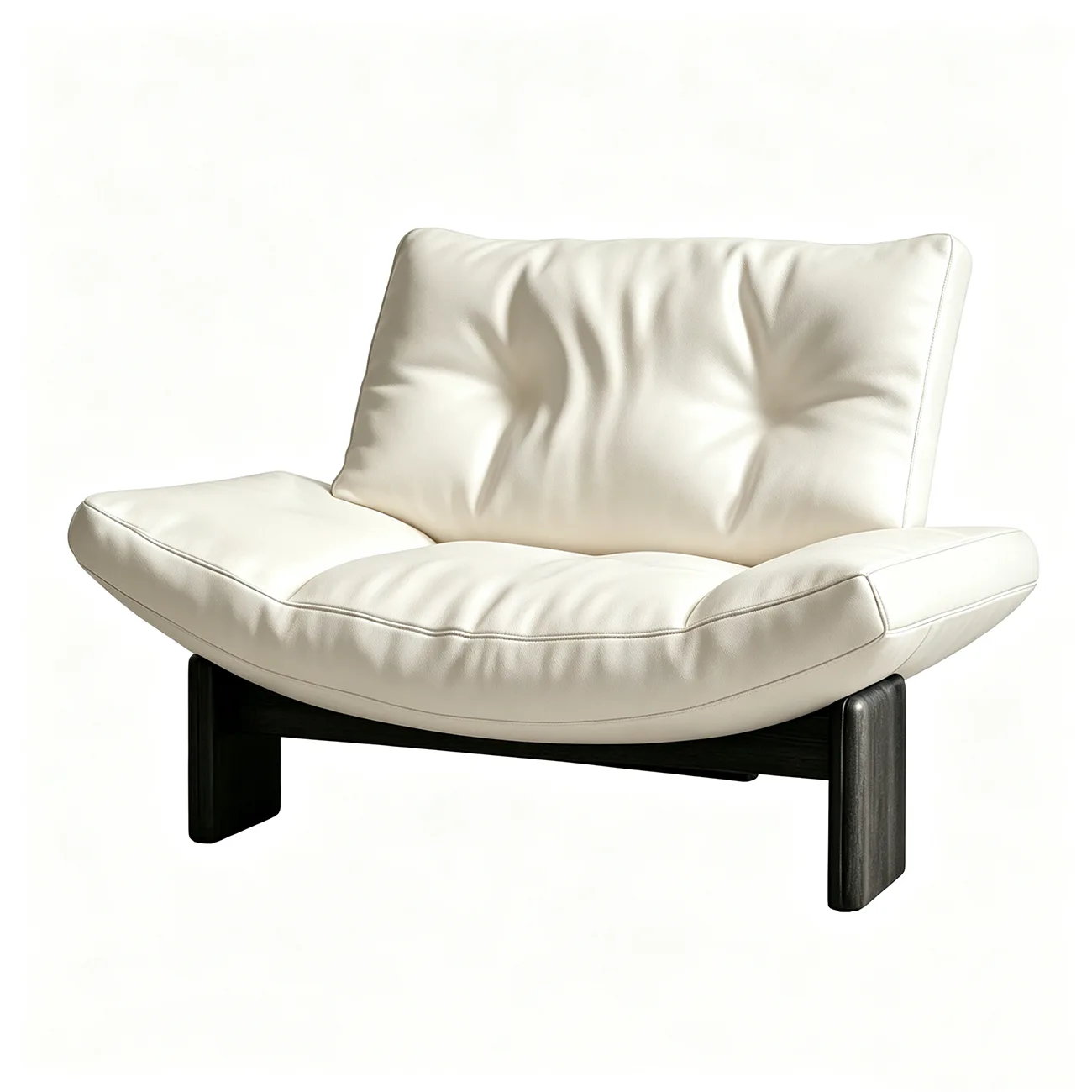 Off-White Genuine Leather Modern Oversized Armless Lounge Accent Chair with Deep Seat in Chenille or Genuine Leather Image - 17 | homeyfad