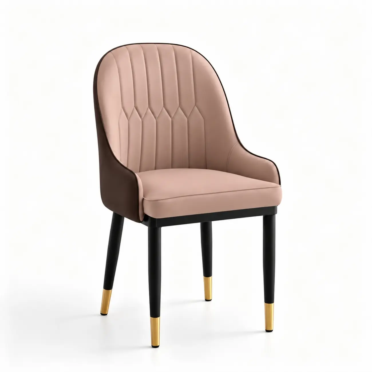 Contemporary Leather Solid Back Dining Chair With Arms Image - 13 | homeyfad